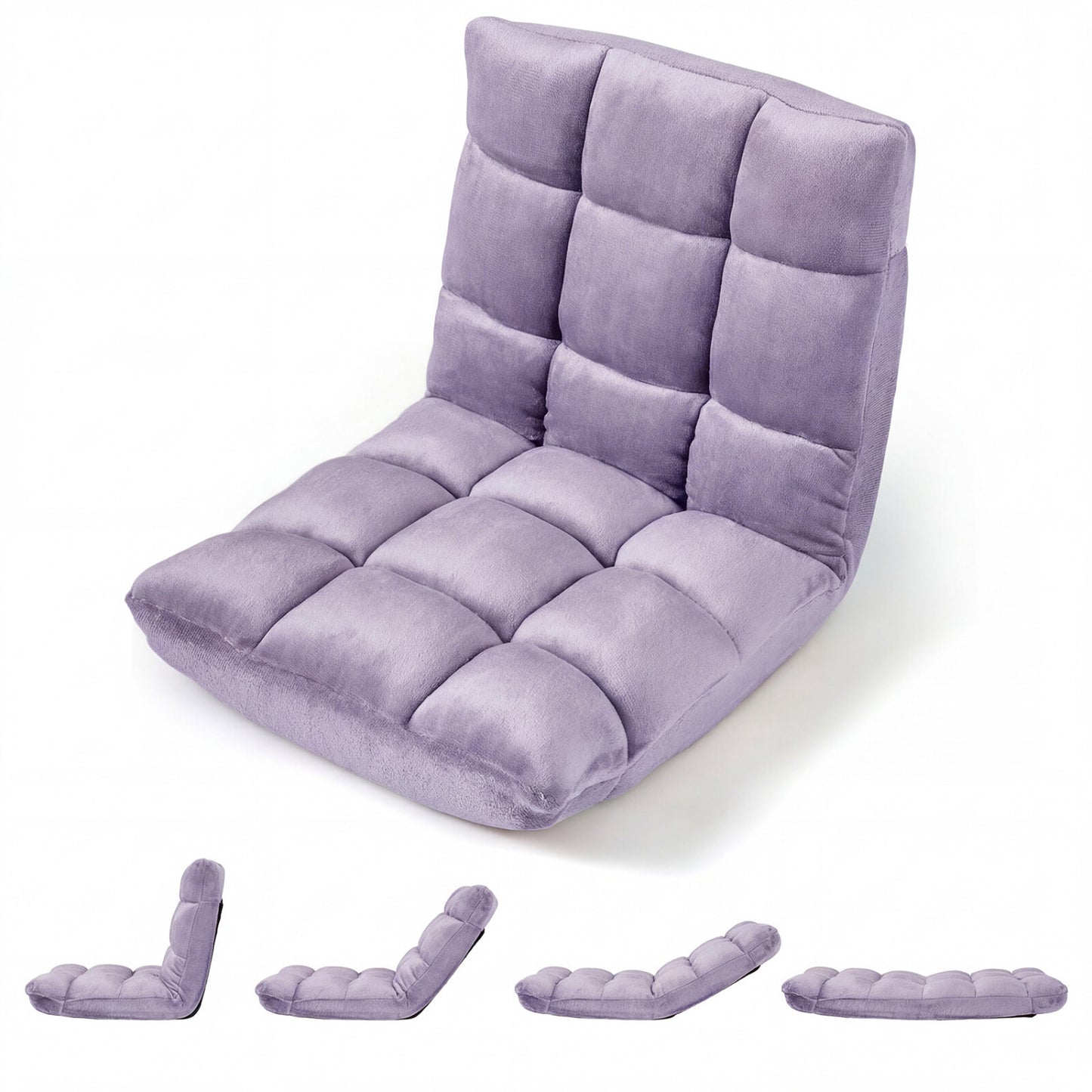 14-Position Adjustable Floor Chair with Padded Cushion