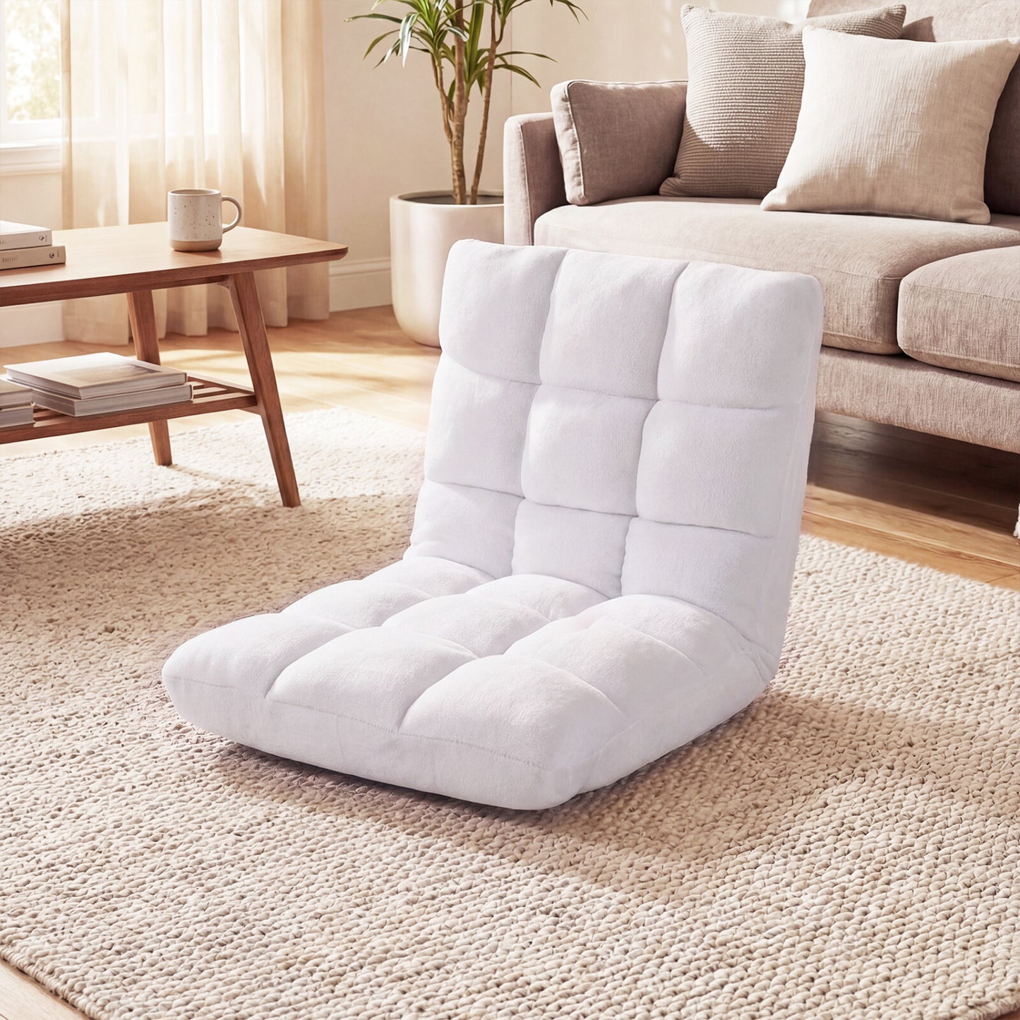 14-Position Adjustable Floor Chair with Padded Cushion