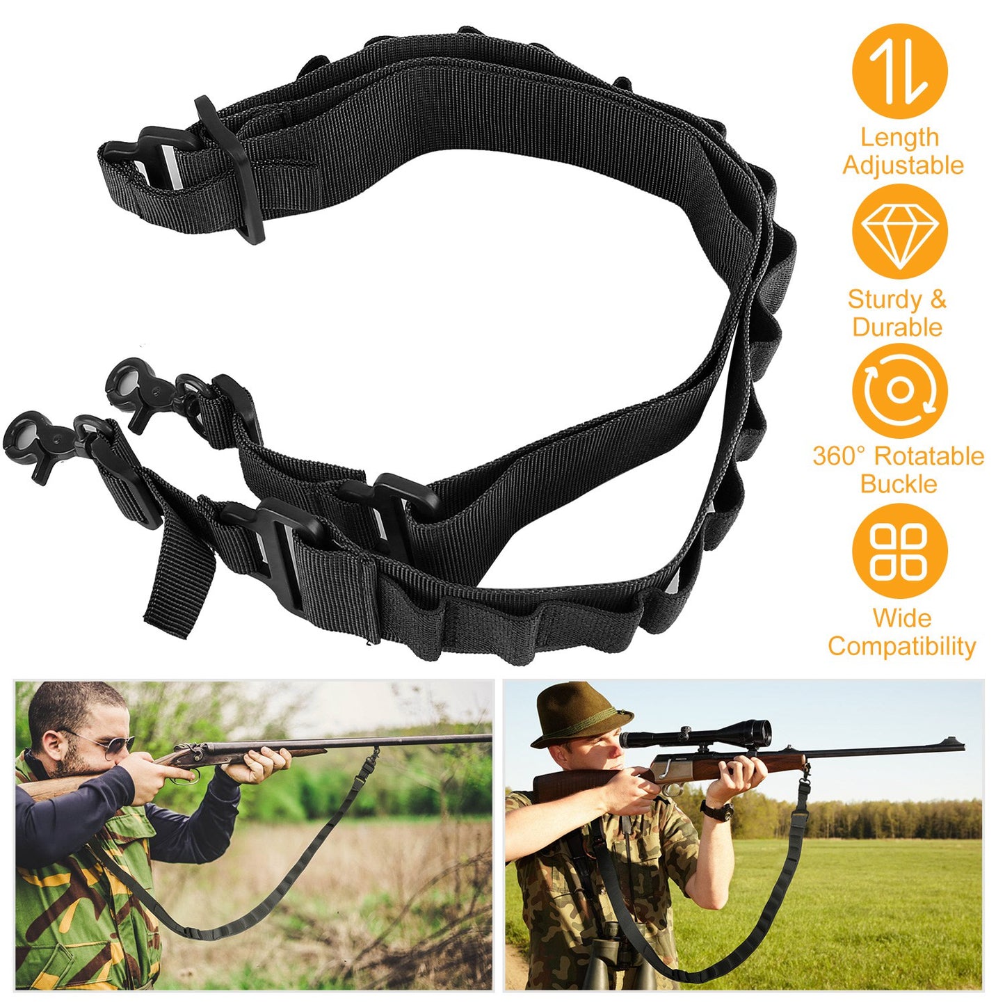 Tactical Shotgun Sling with 15 Shell Holders Adjustable