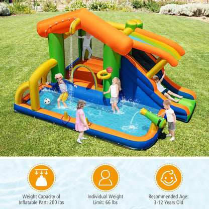 8-in-1 Jumping Castle with Slide and 480W Blower
