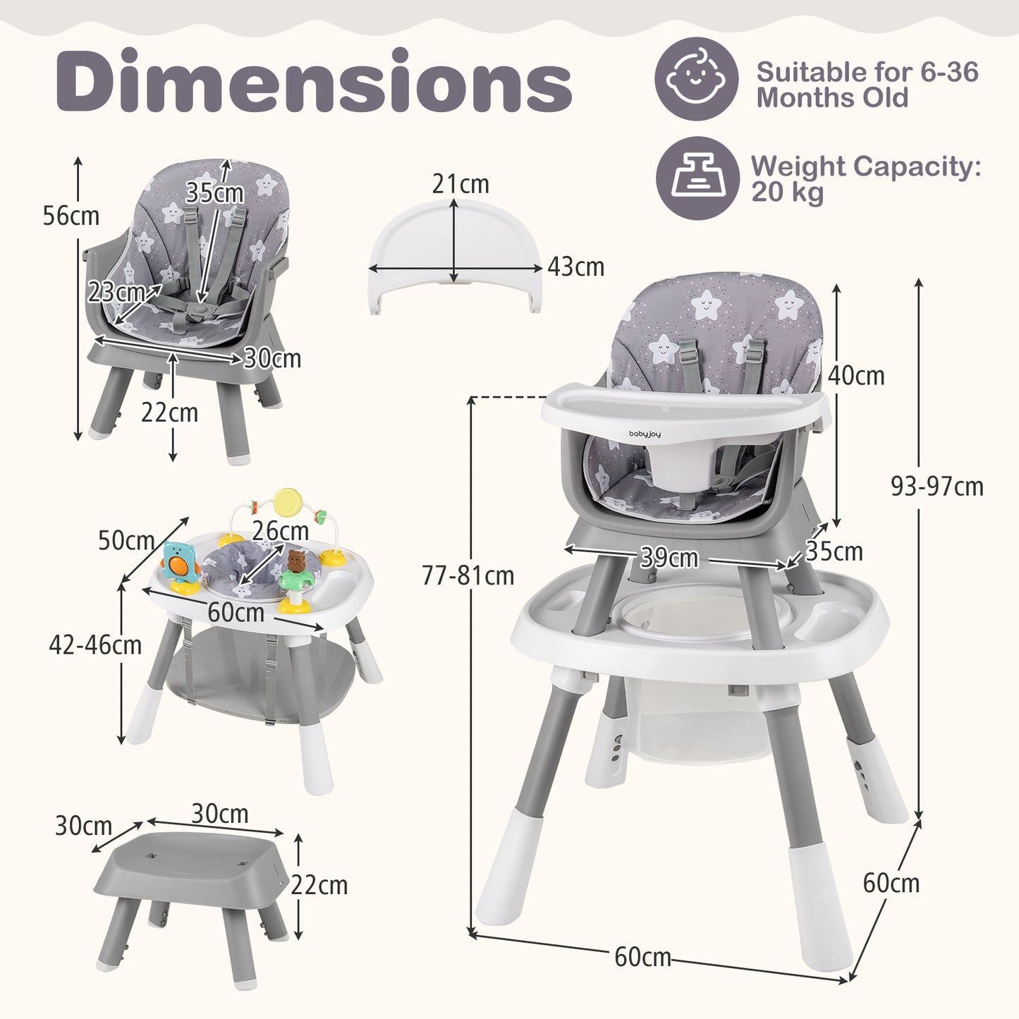 16-in-1 Convertible High Chair with Activity Center