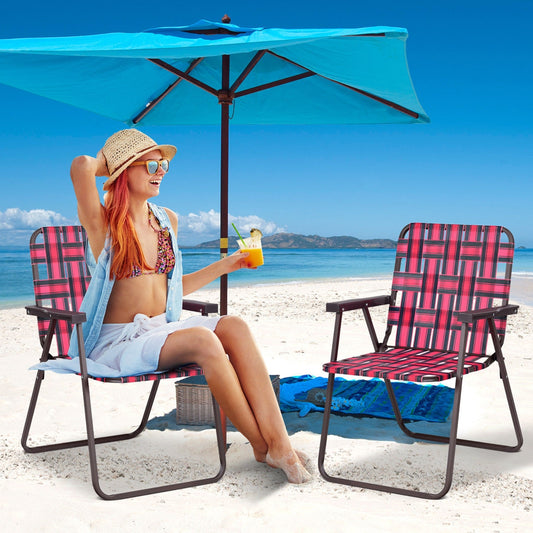 Folding Beach Chair Set of 6 with Steel Frame