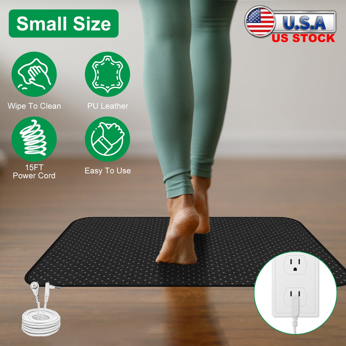 Grounding Mat with 15ft Cord – PU Leather Anti-Slip Design