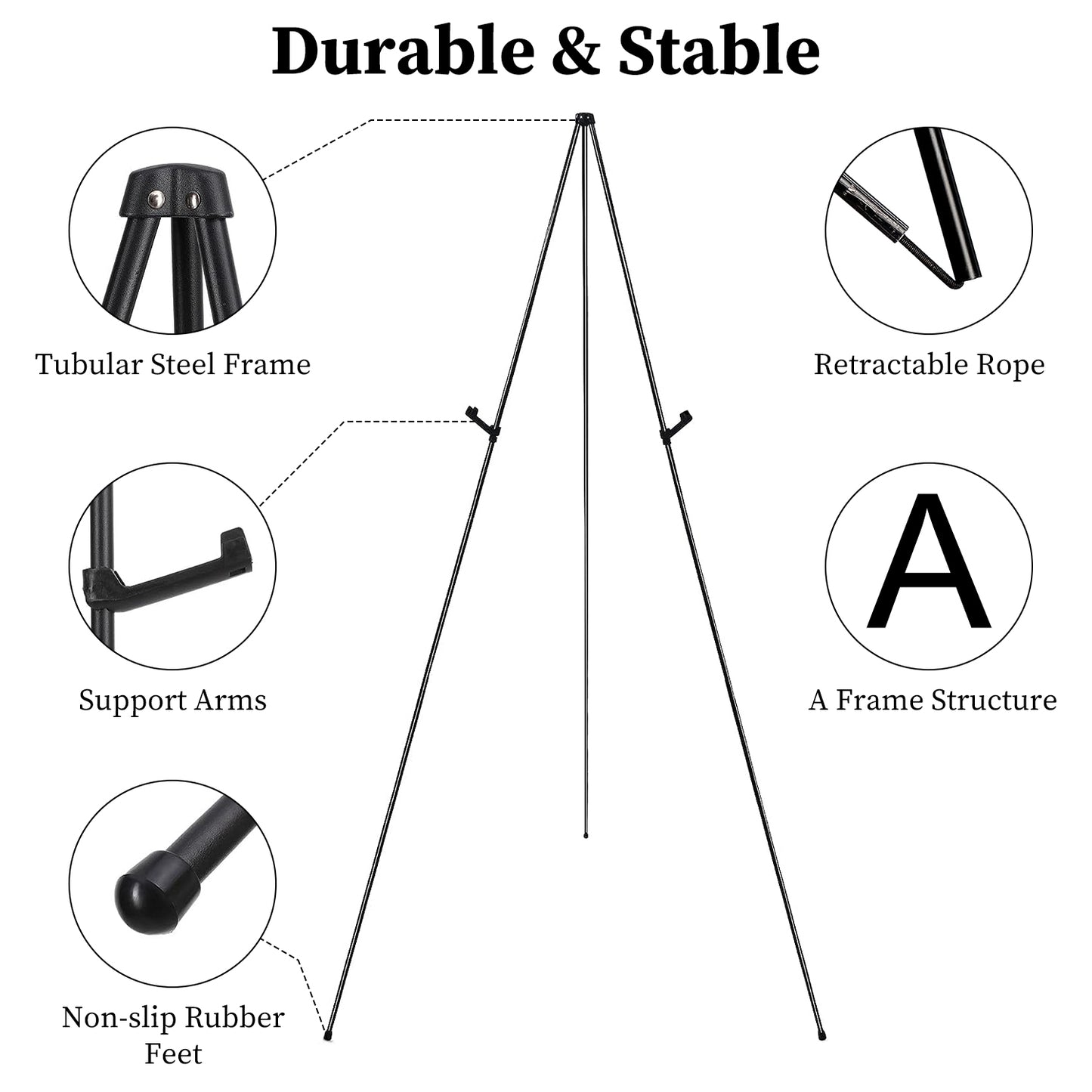 Collapsible Easel Stand 61in A-Frame Tripod with Carry Bag