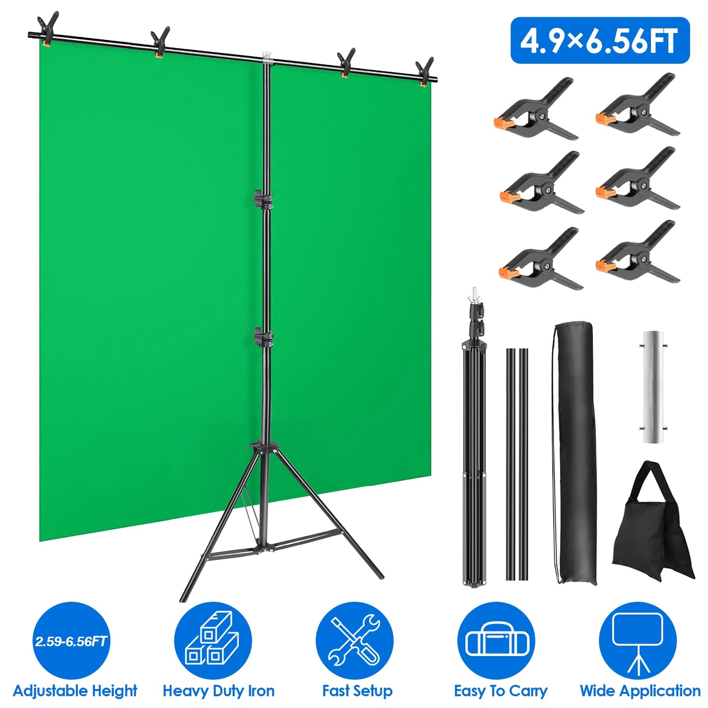 T-Shape Backdrop Stand 5x6.5ft Adjustable Photography Kit