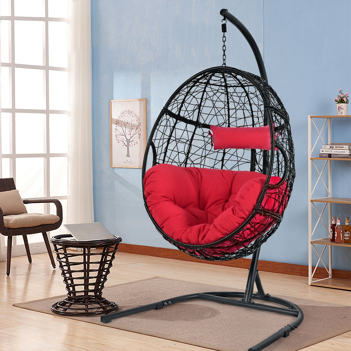 Hanging Hammock Chair with Stand and Cushion