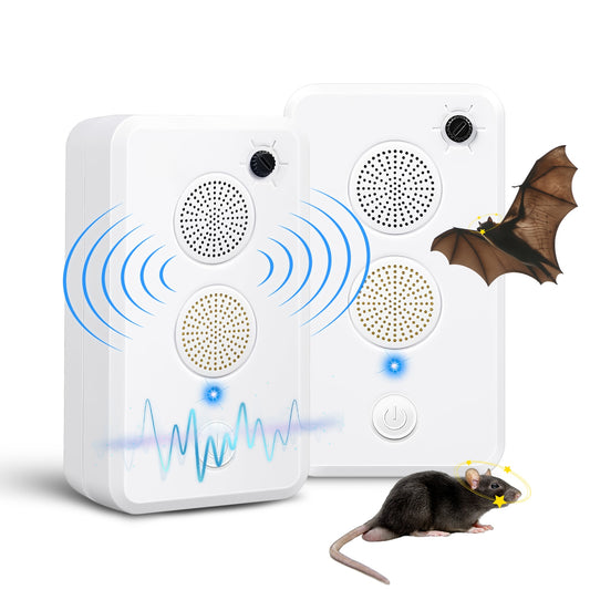 Ultrasonic Bat Repellent 2-Pack Rechargeable Indoor Outdoor