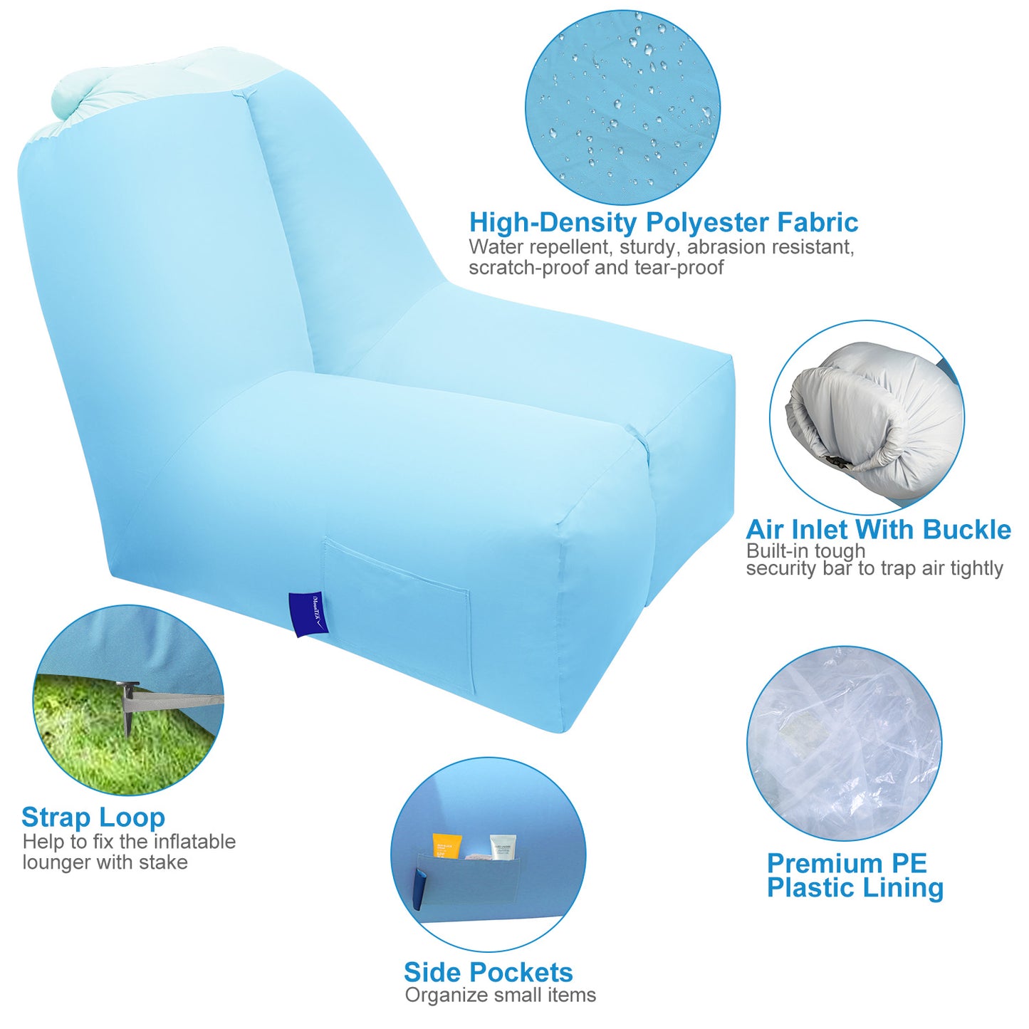 Inflatable Lounger Air Sofa with Carry Bag - Waterproof