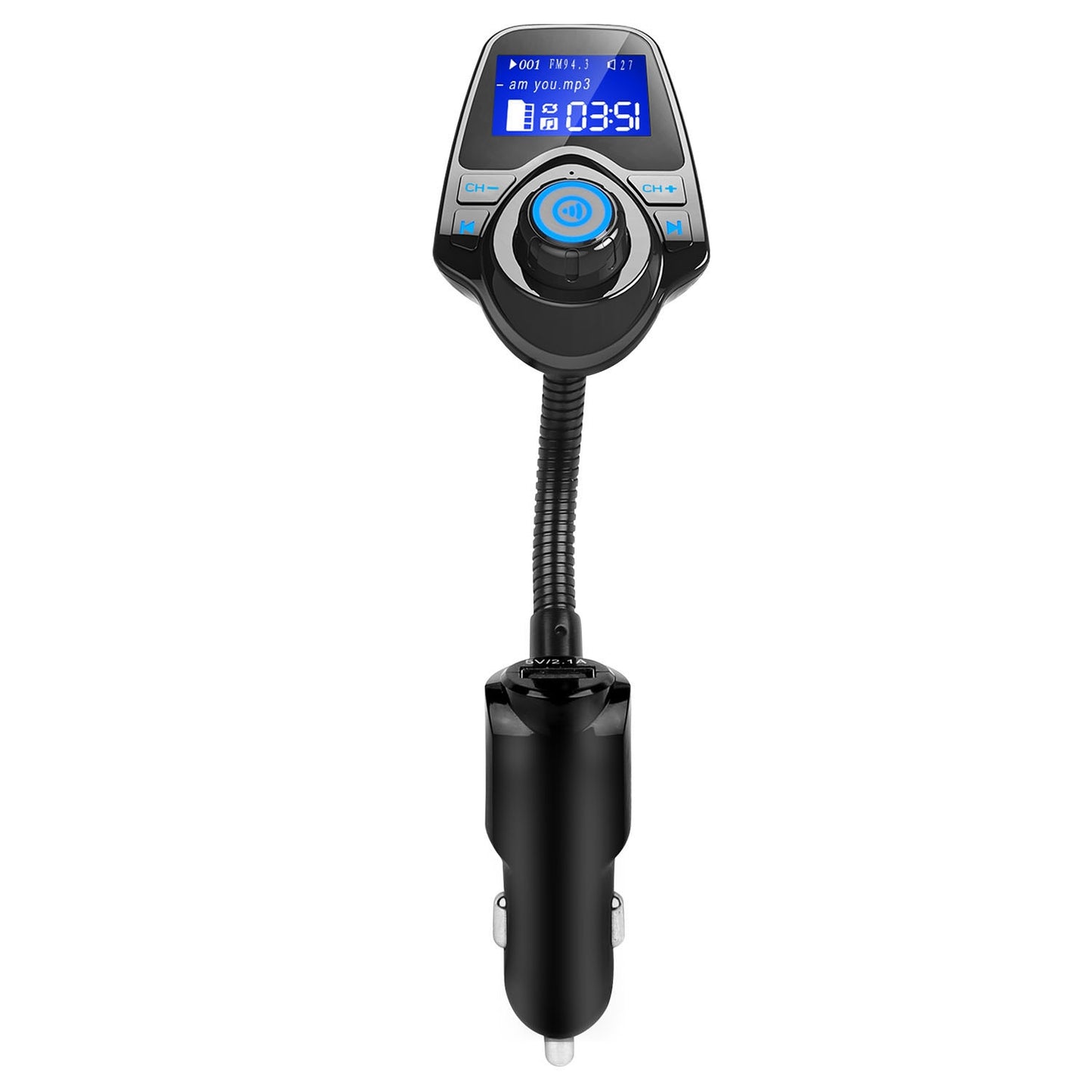 Wireless FM Transmitter with USB Fast Charge & Hands-Free Calling