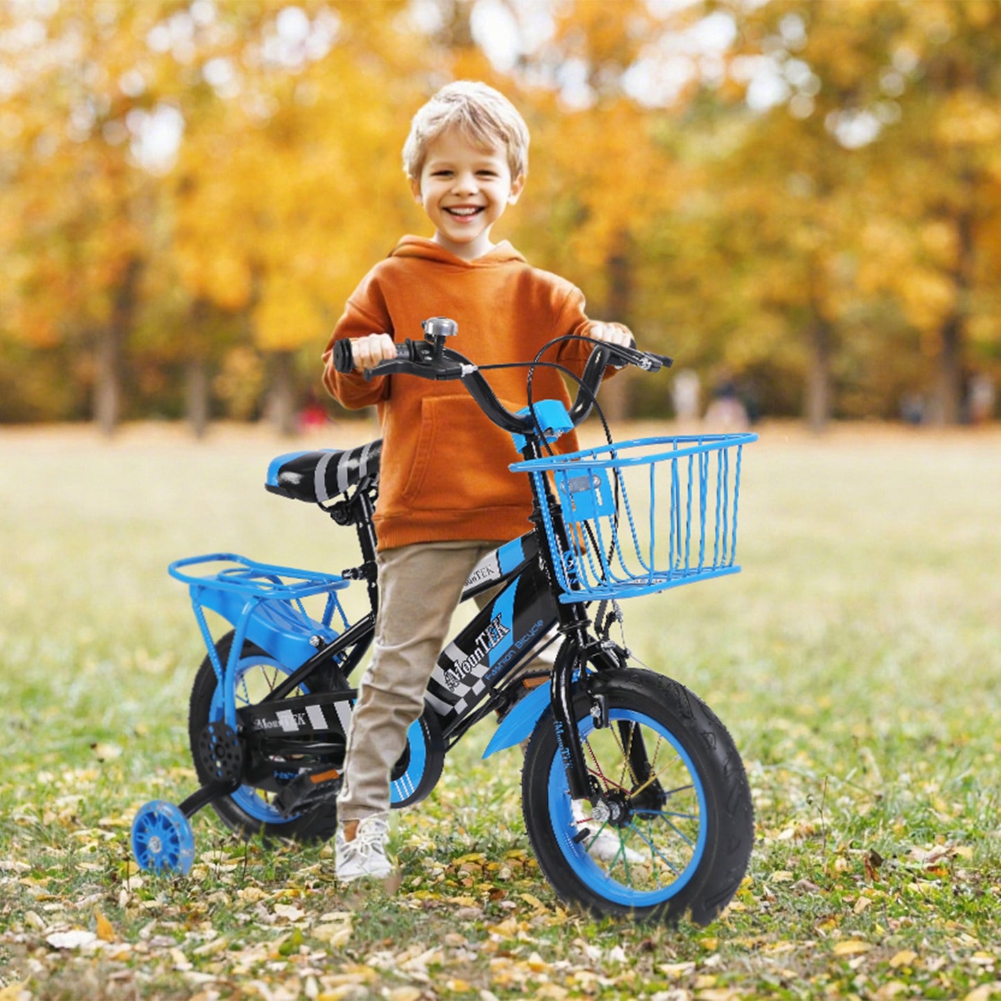 Kids' Bike with Training Wheels, Helmet & Basket Ages 2-4