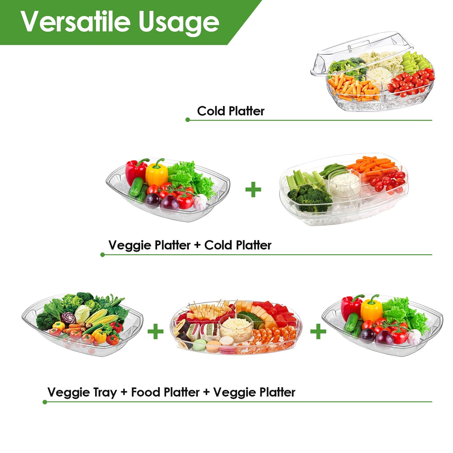 Chilled Serving Tray with Lid and 4 Compartments