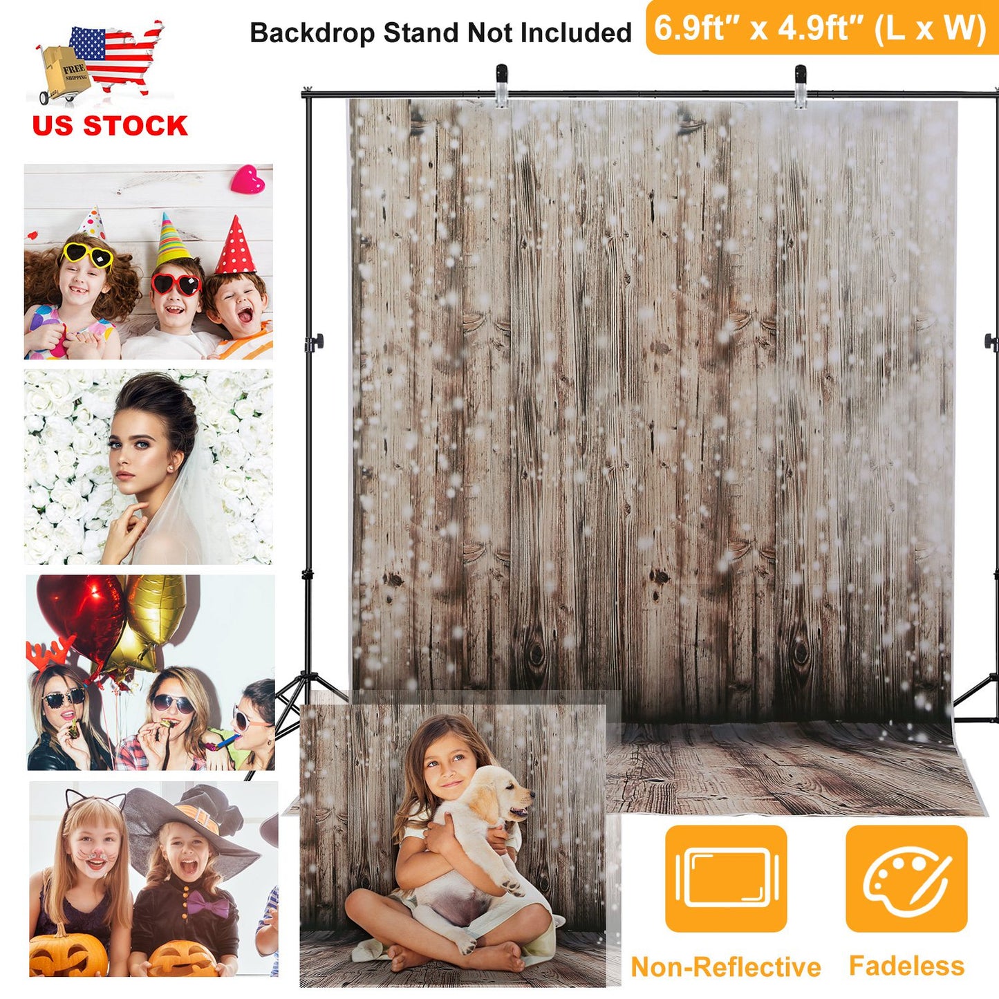 Wooden Floor Photography Backdrop 5x7ft Rustic Wall Design
