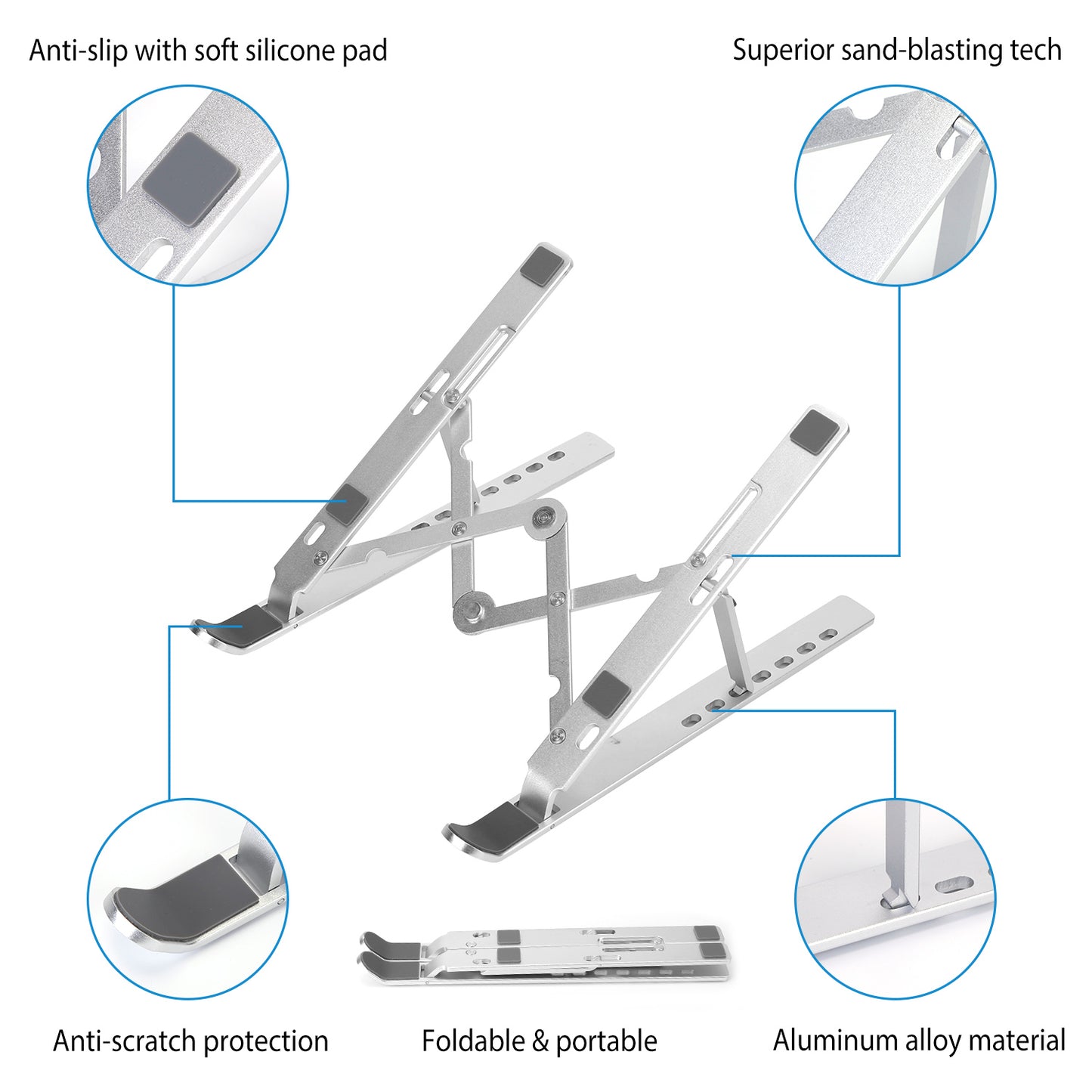 Adjustable Laptop Stand - Foldable Aluminum Riser for Desks