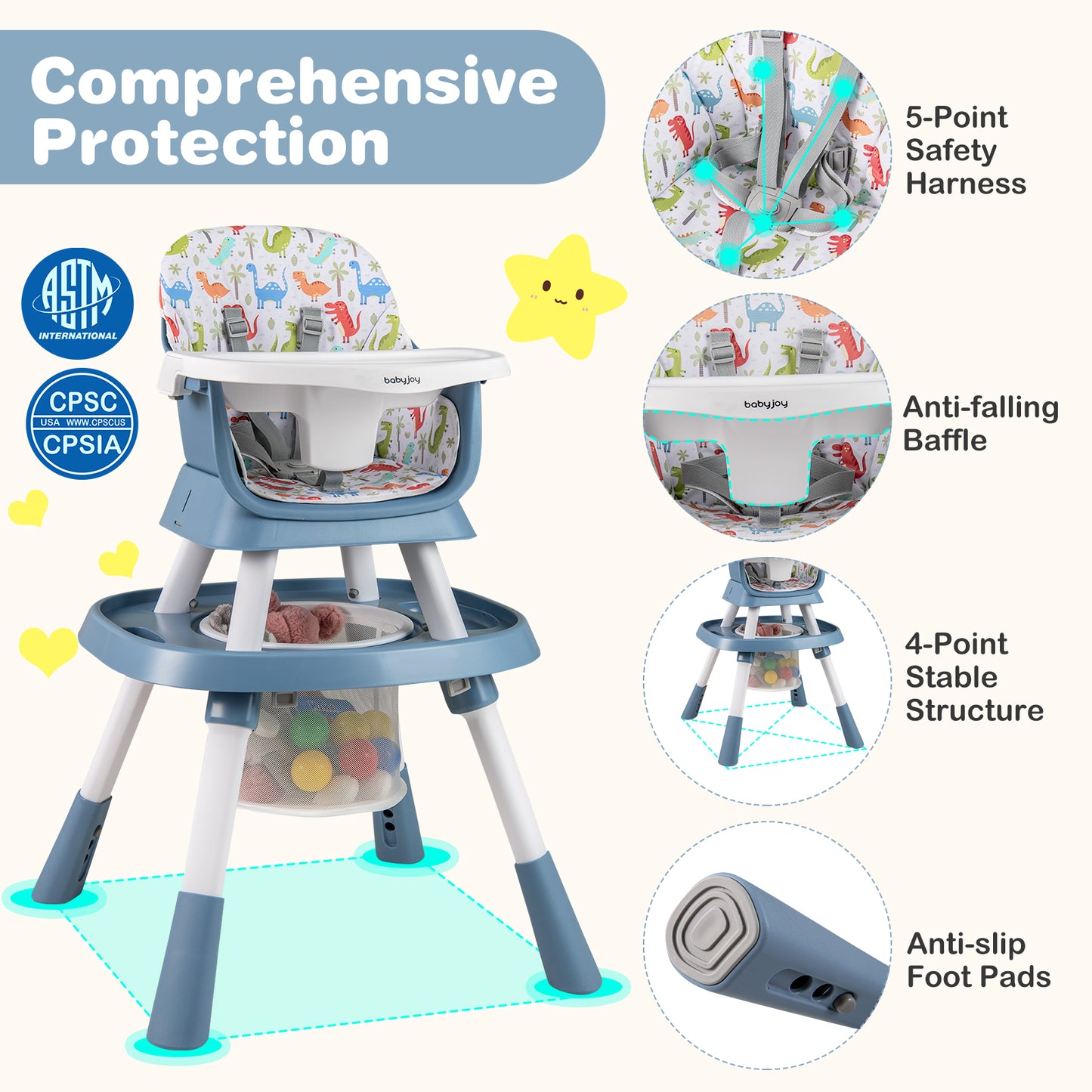 16-in-1 Convertible High Chair with Activity Center