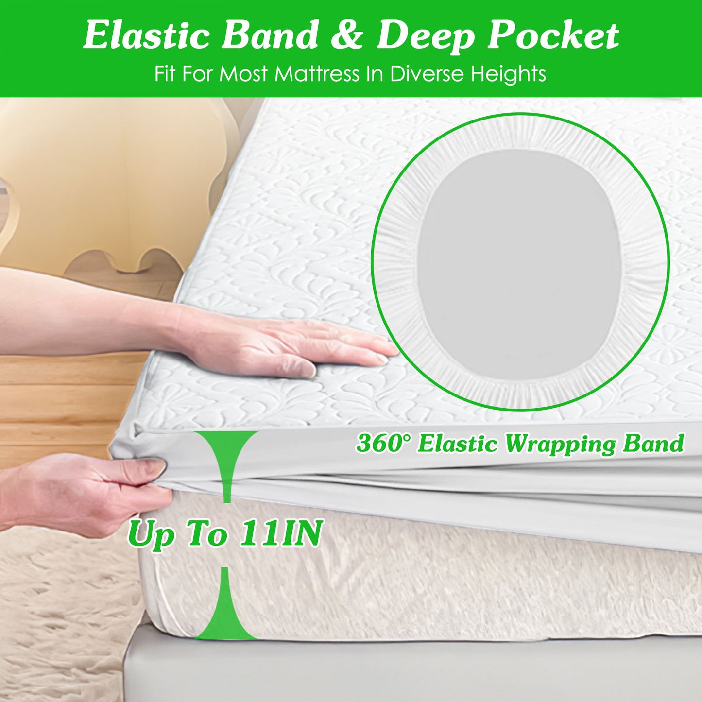 Waterproof Mattress Protector Full Size Cotton Breathable