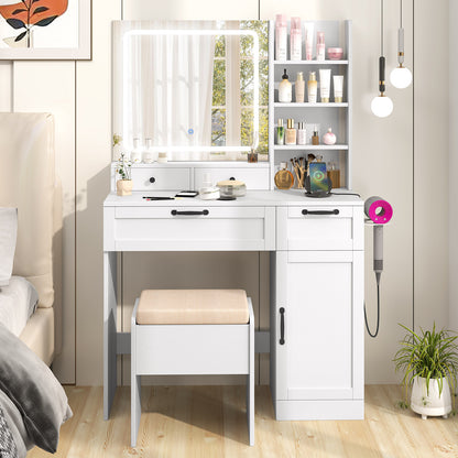 Vanity Set with Lighted Mirror and Charging Station