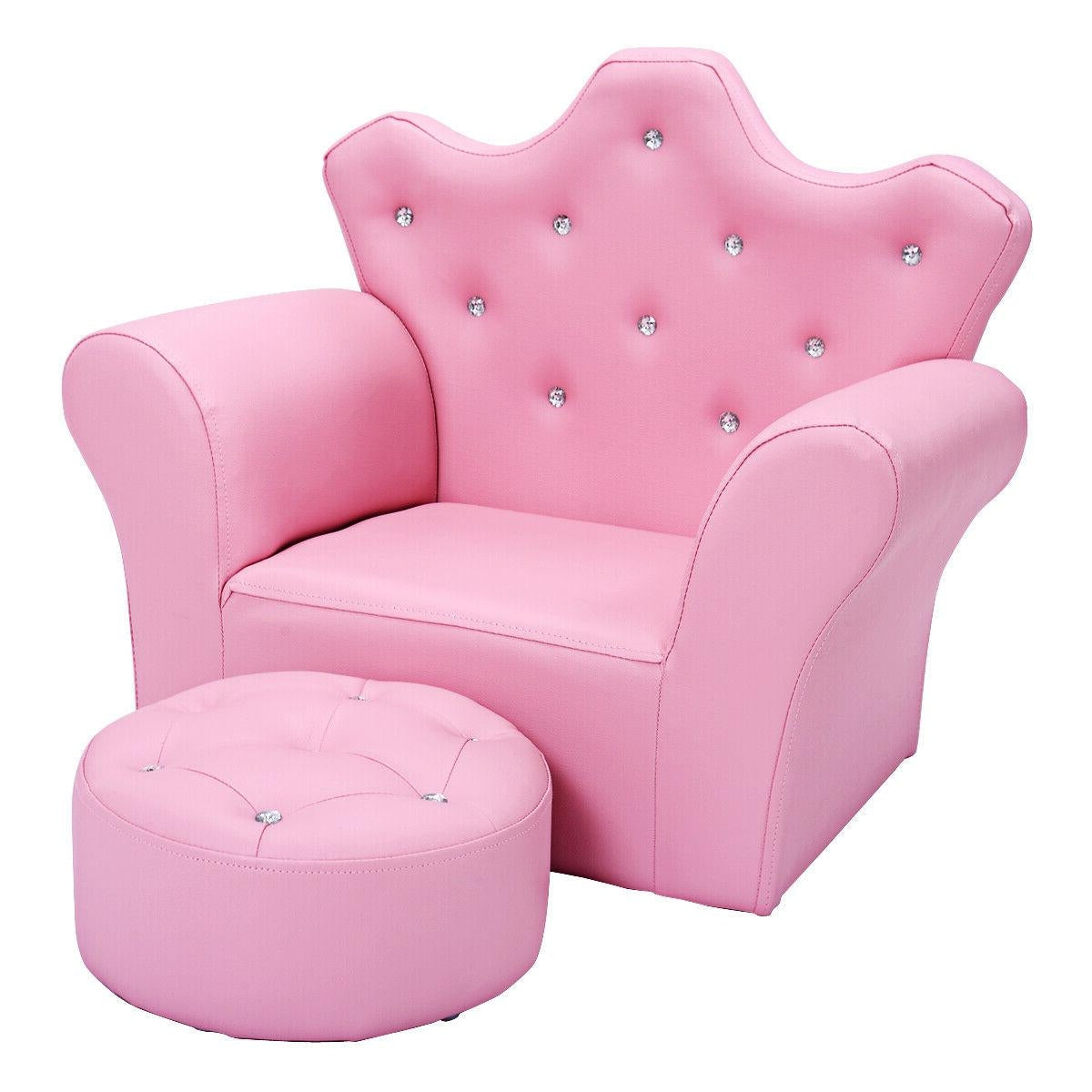 Kids Sofa Armrest Chair with Ottoman for Toddlers