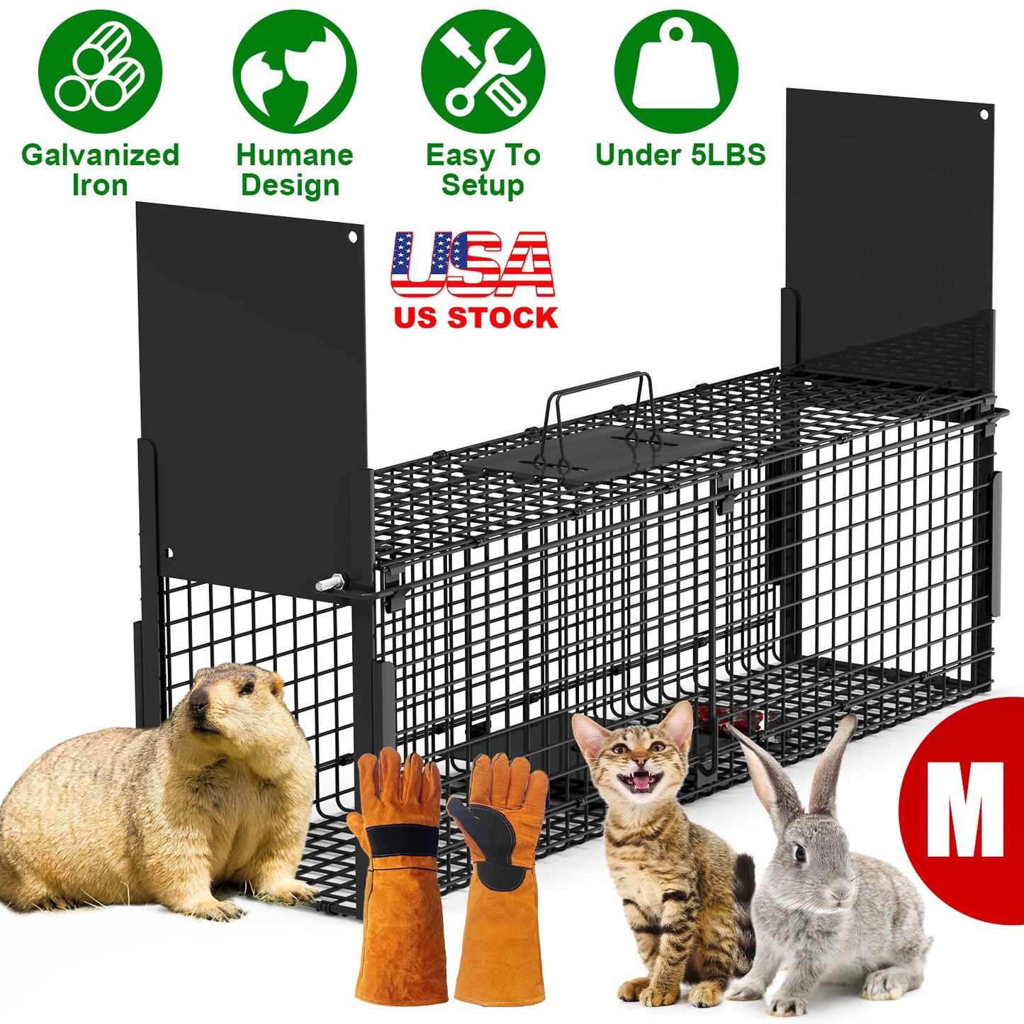 40in Humane Live Animal Trap Cage for Raccoons & Opossums