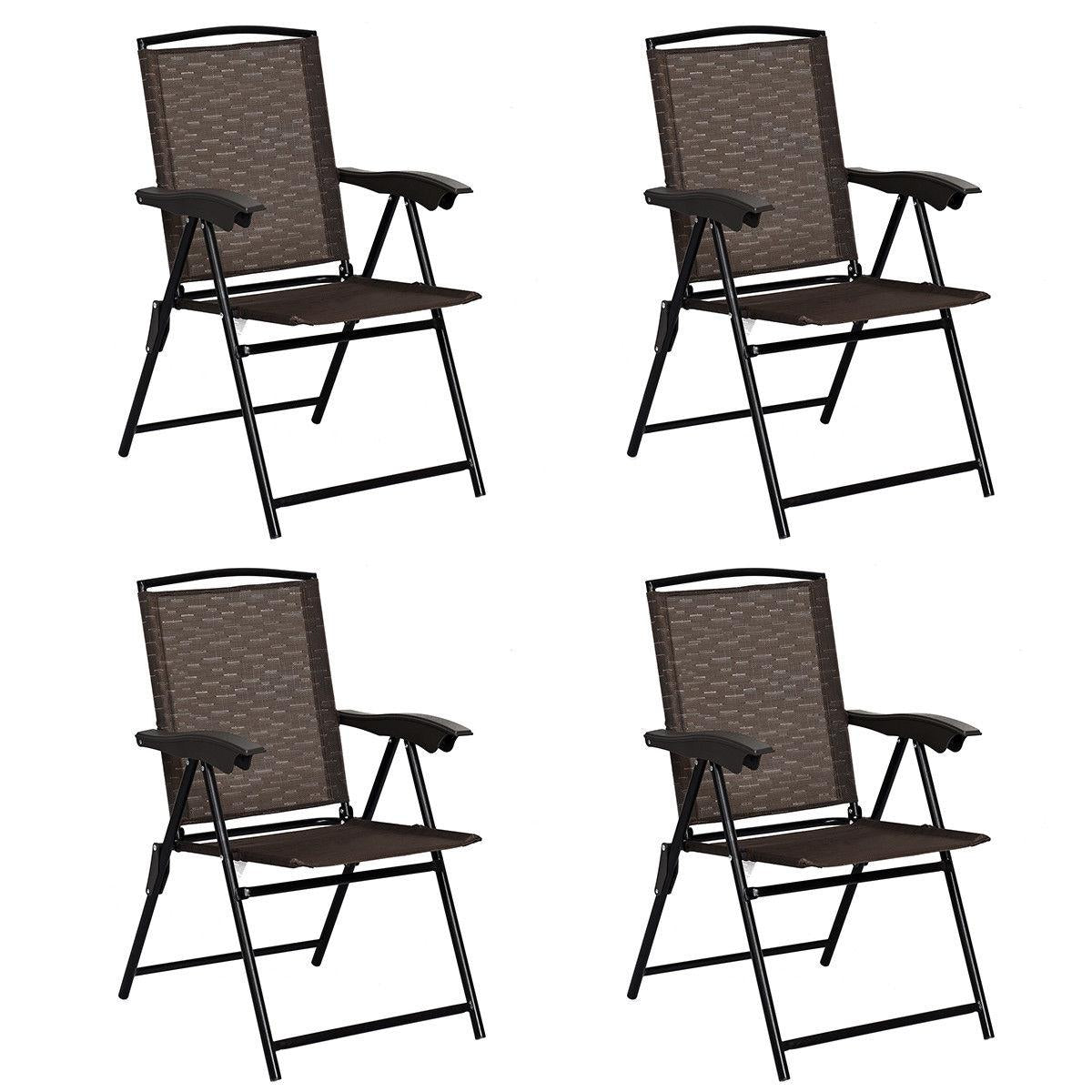 Folding Patio Dining Chairs Set of 4 with Adjustable Backrest