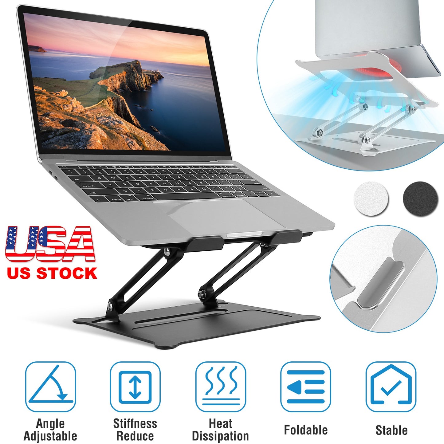 Adjustable Aluminum Laptop Stand for 10-17 Inch Notebooks