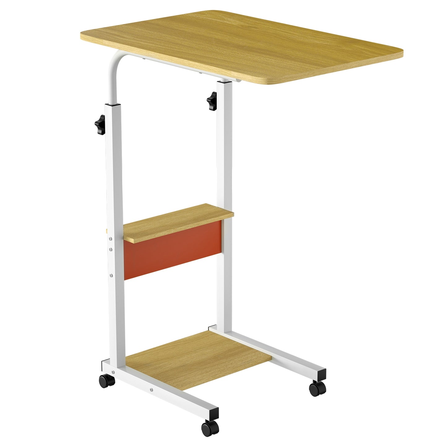 C-Shaped Rolling Laptop Desk with 3-Tier Adjustable Height