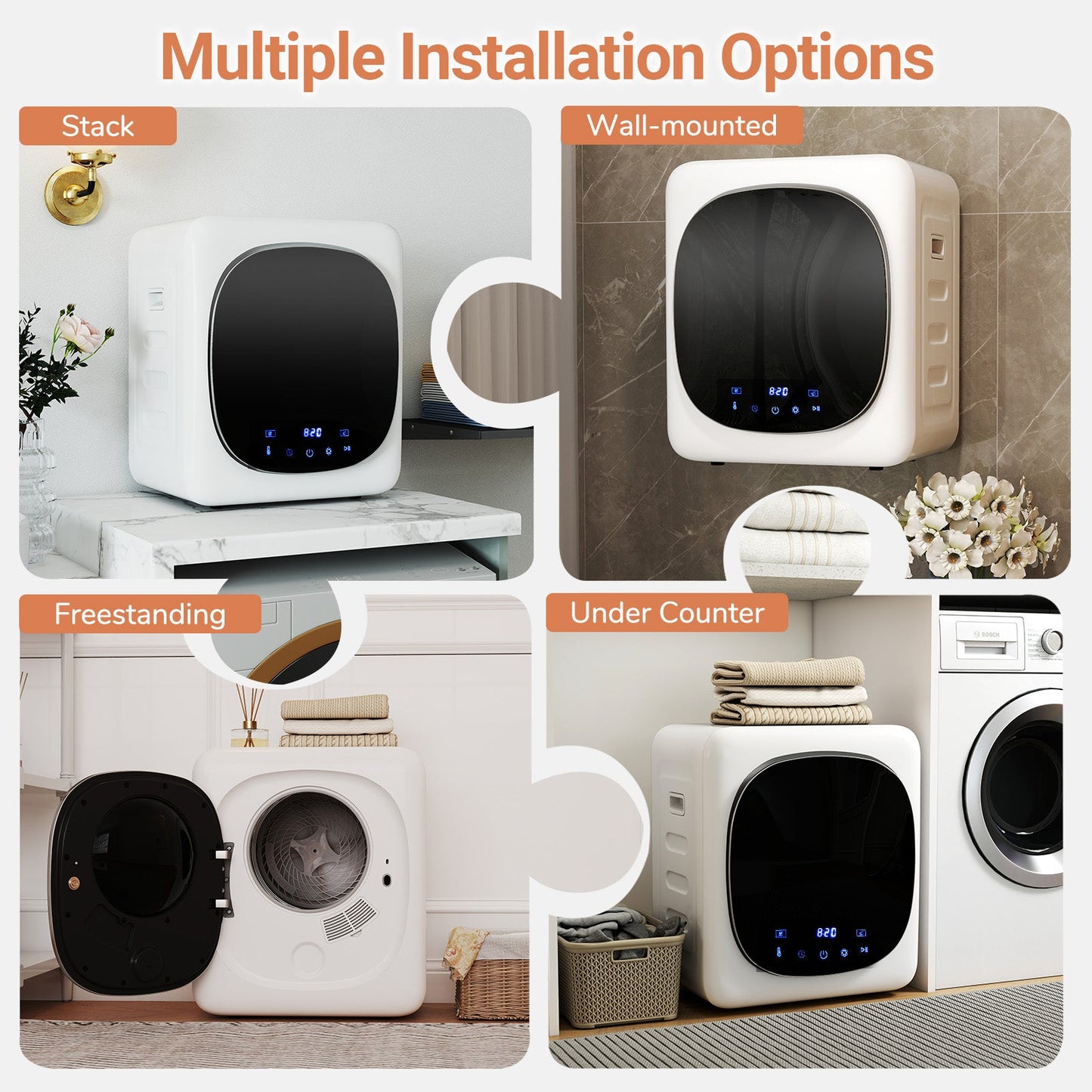 Portable Clothes Dryer Compact Drying Machine 800W Electric Laundry Dryer