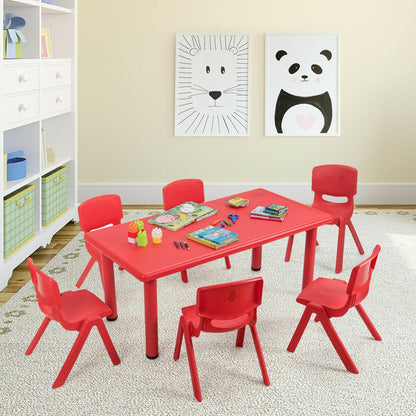 Kids Stackable Plastic Chairs 6-Pack - Red