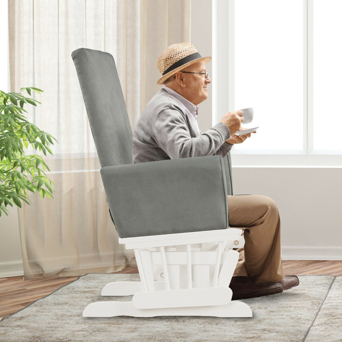 Nursery Glider Rocking Chair with Ottoman Cushion Set