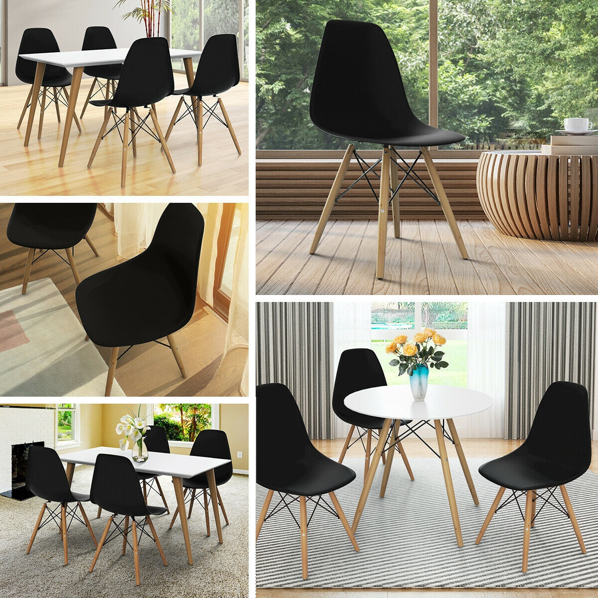 Mid-Century Modern Dining Side Chair Set of 2