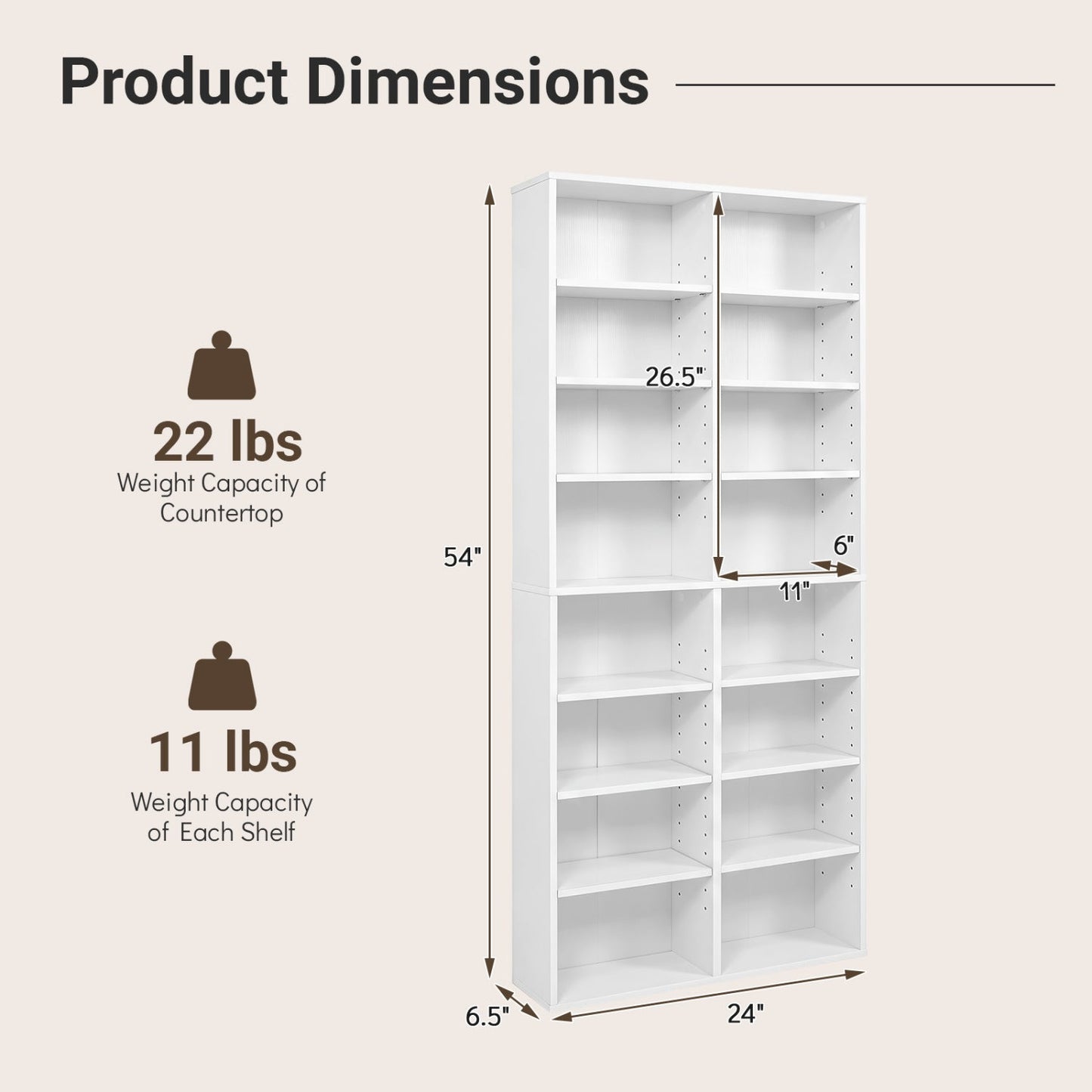 16 Compartment CD Storage Unit with Adjustable Shelves 54"
