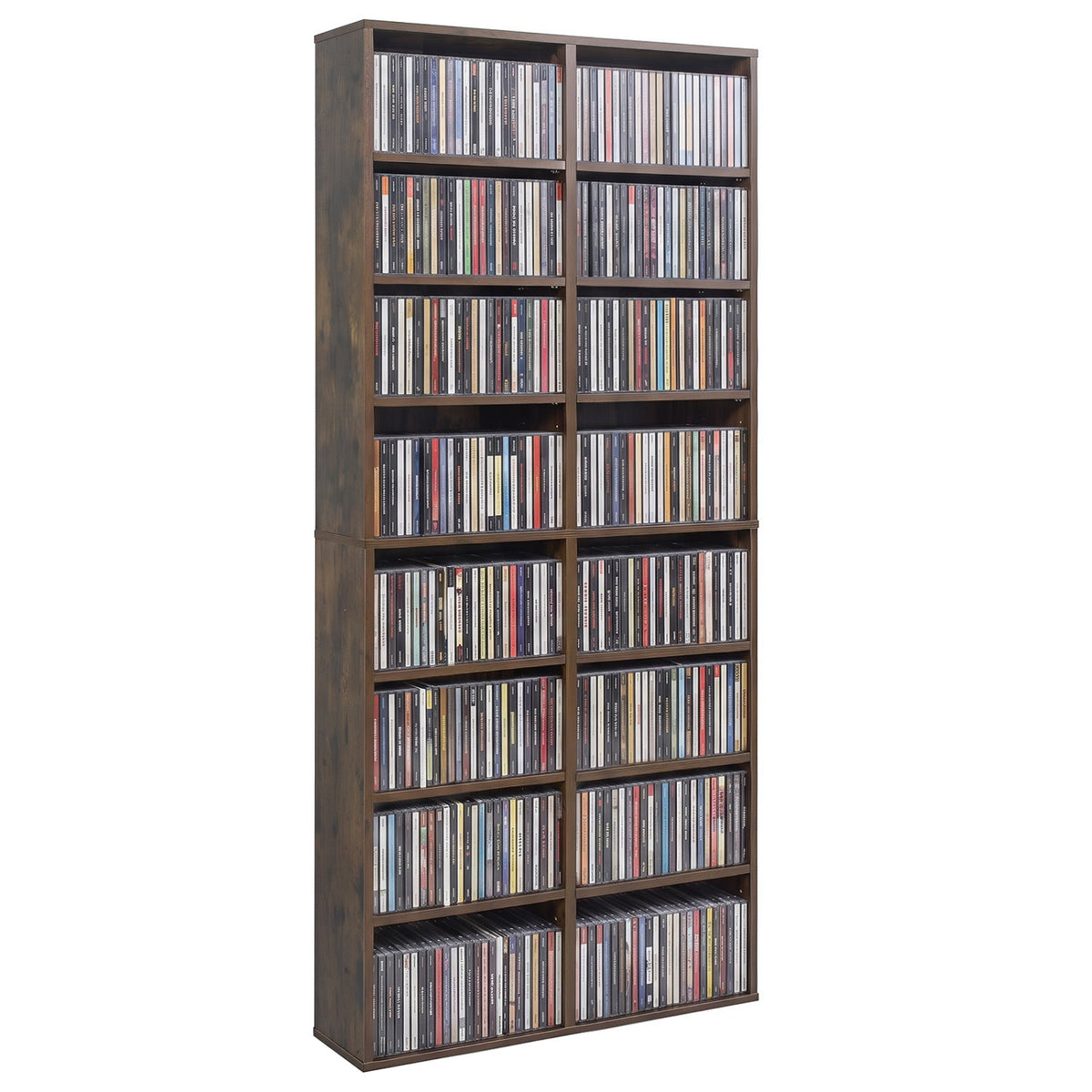16 Compartment CD Storage Unit with Adjustable Shelves 54"