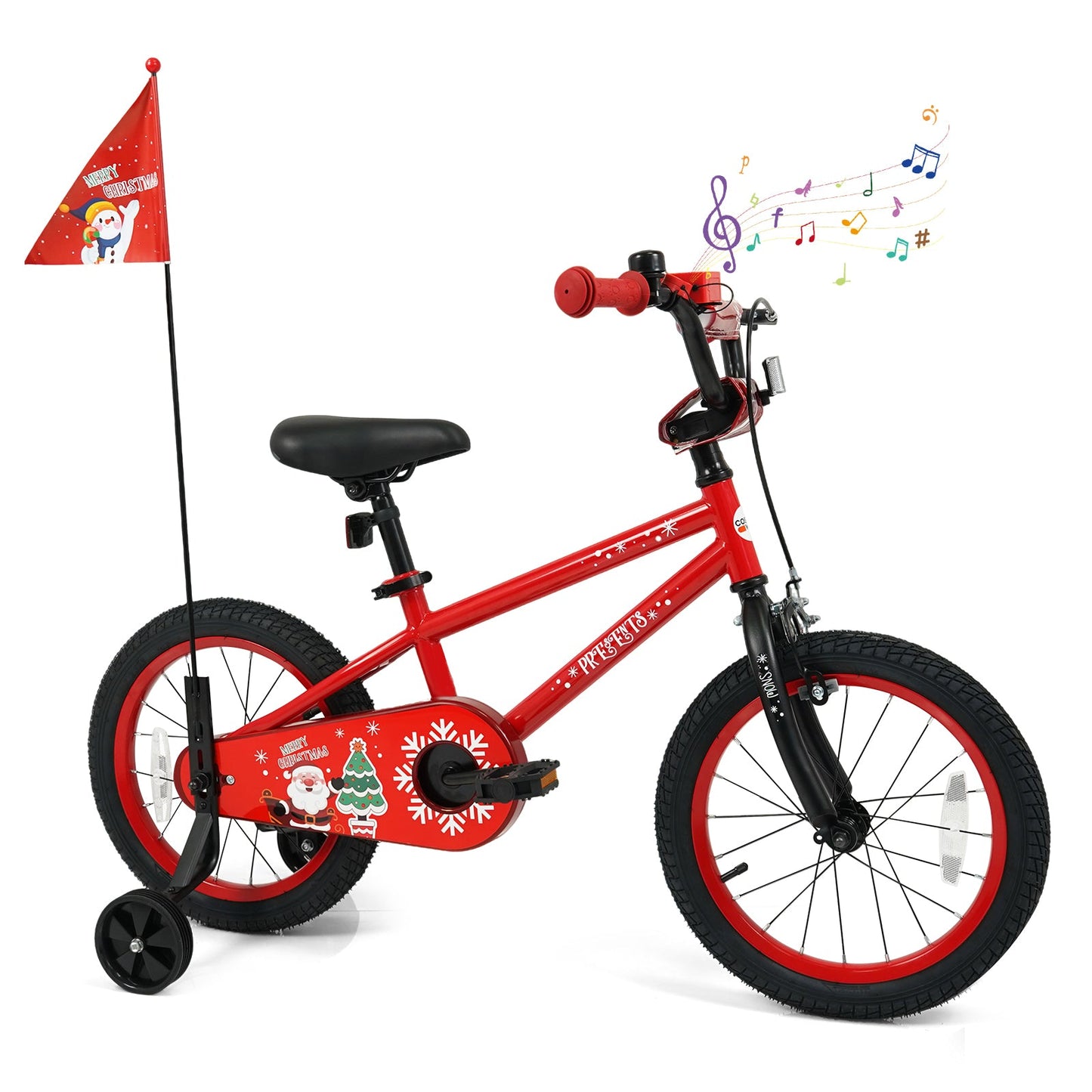 Kids Bike 12-18 Inch with Training Wheels & Christmas Music