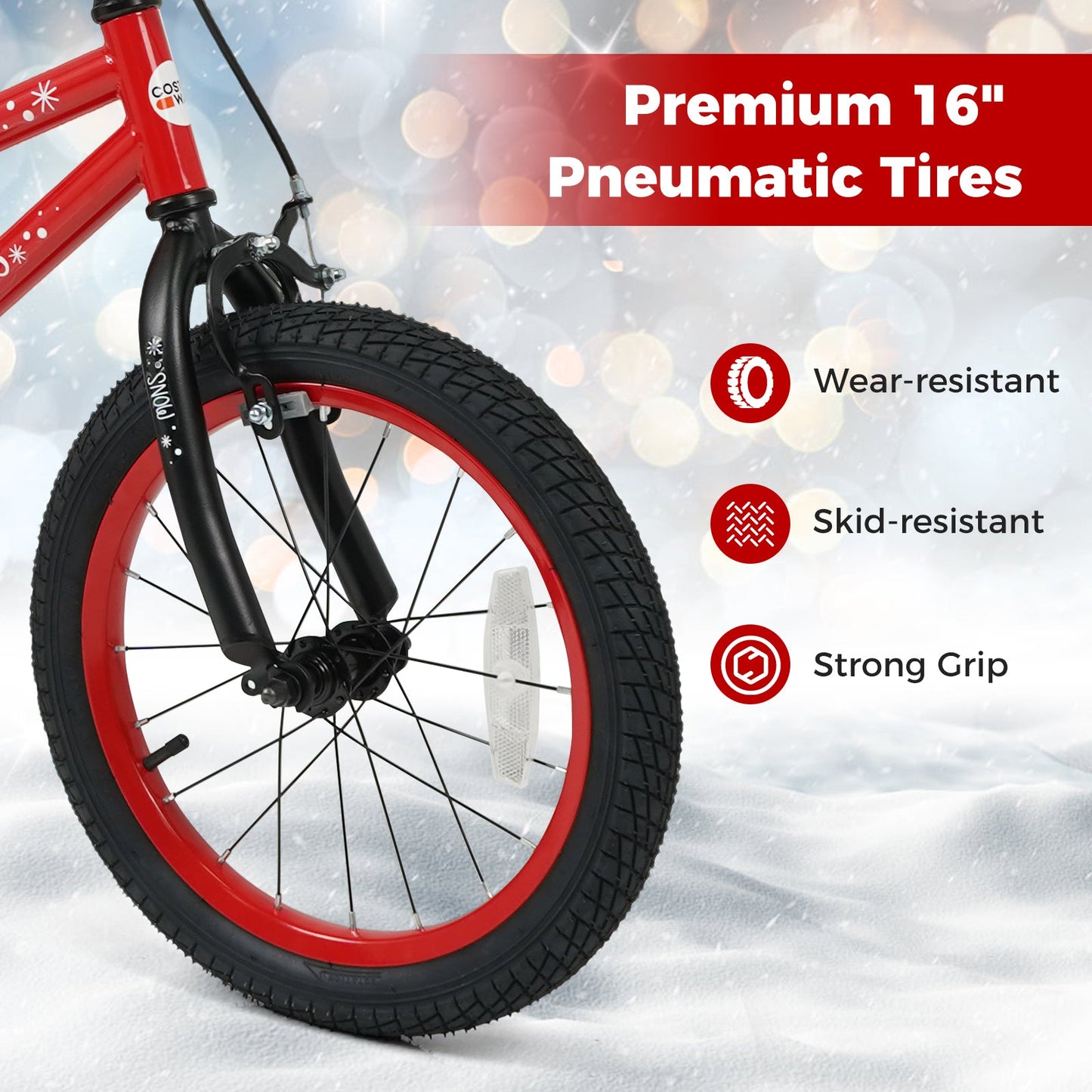 Kids Bike 12-18 Inch with Training Wheels & Christmas Music