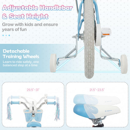Kids Bike 12-20 Inch with Training Wheels & Basket