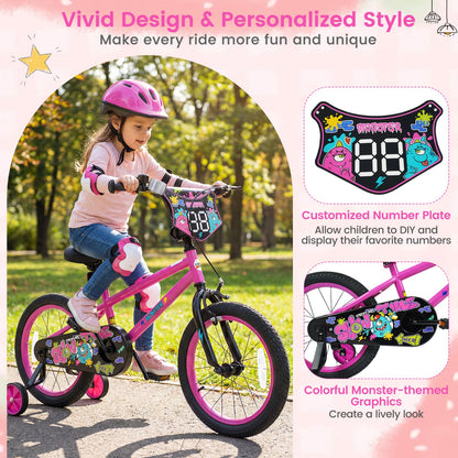 Kids Bike with Training Wheels 12-18 Inch Pink