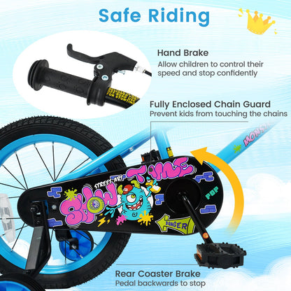 Kids Bike 16 Inch with Training Wheels Ages 4-7
