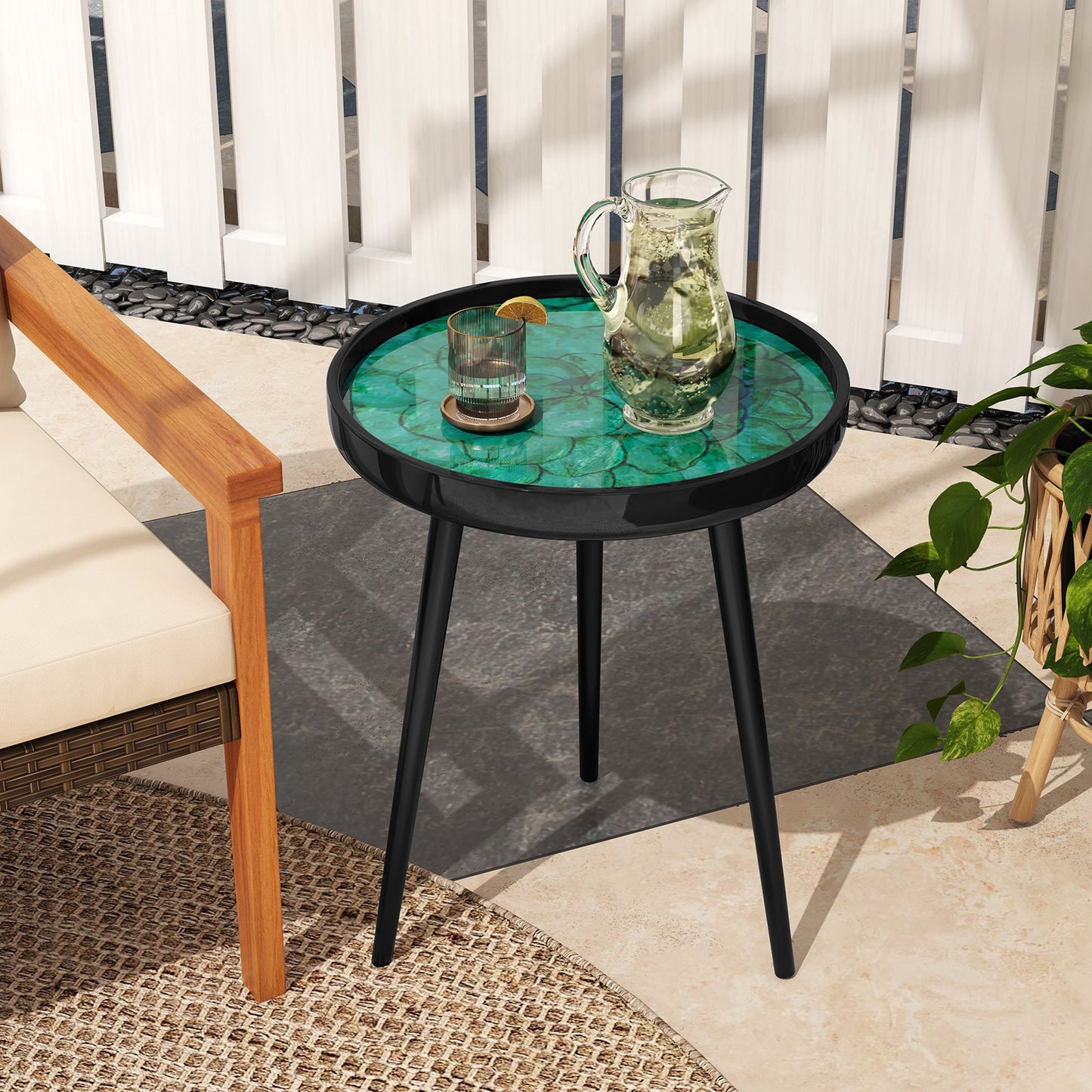 Sea Shell End Table with Tray Top - Mid-Century Modern