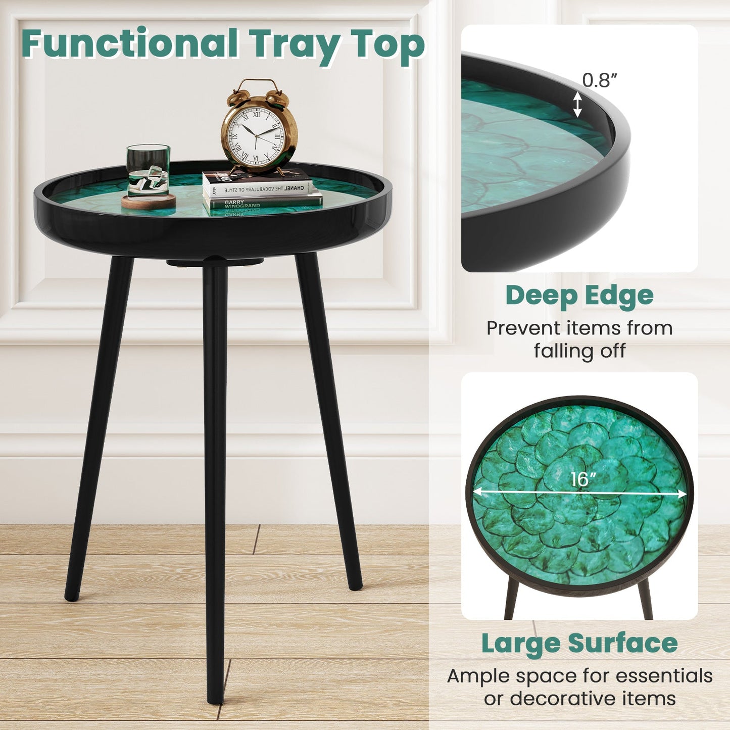 Sea Shell End Table with Tray Top - Mid-Century Modern