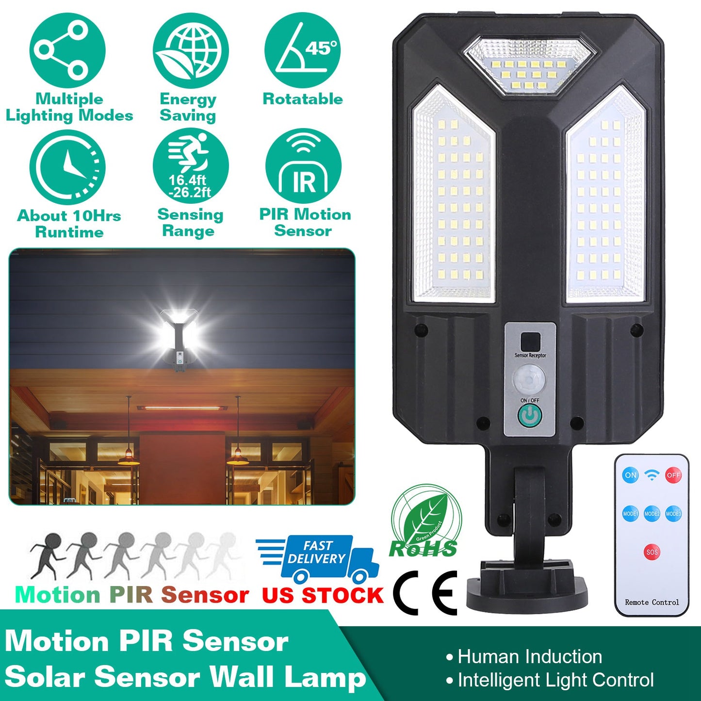 Solar Wall Light with Motion Sensor and Remote Control