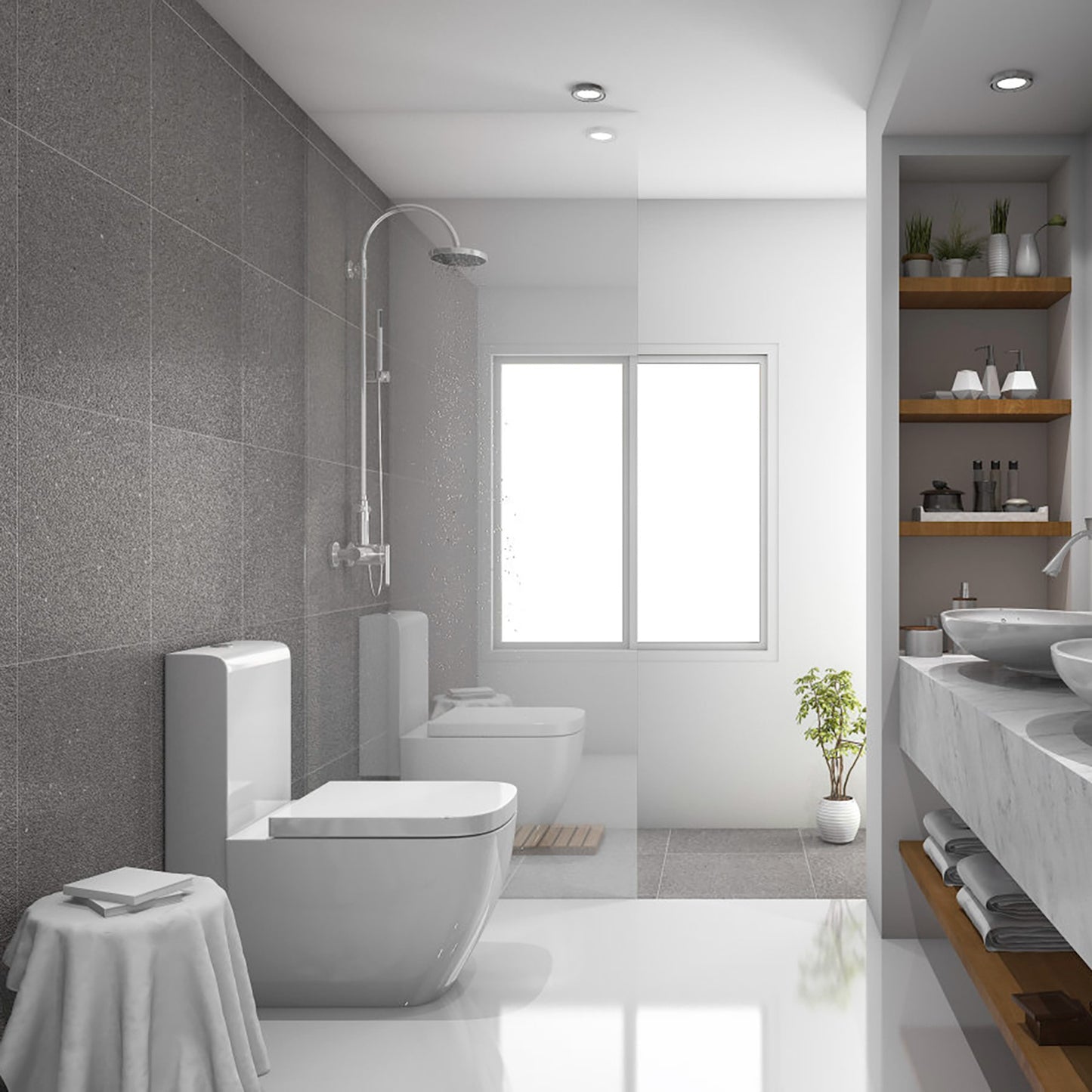 Square Toilet Seat with Quiet-Close and Quick-Release