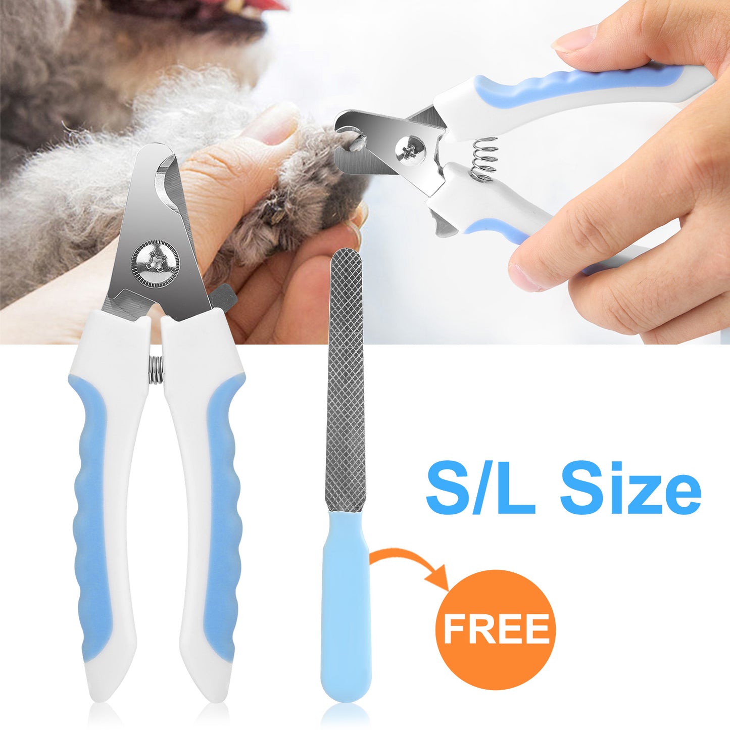 Dog Nail Clippers with Safety Guard & Free Nail File