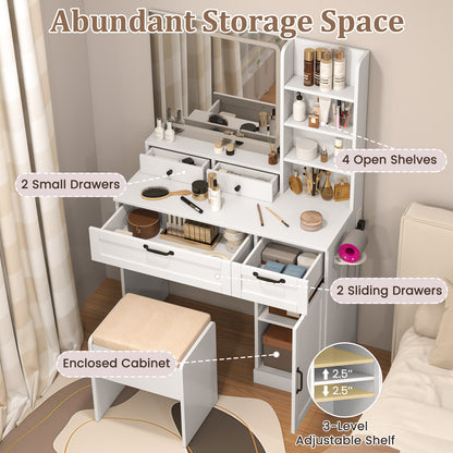 Vanity Set with Lighted Mirror and Charging Station