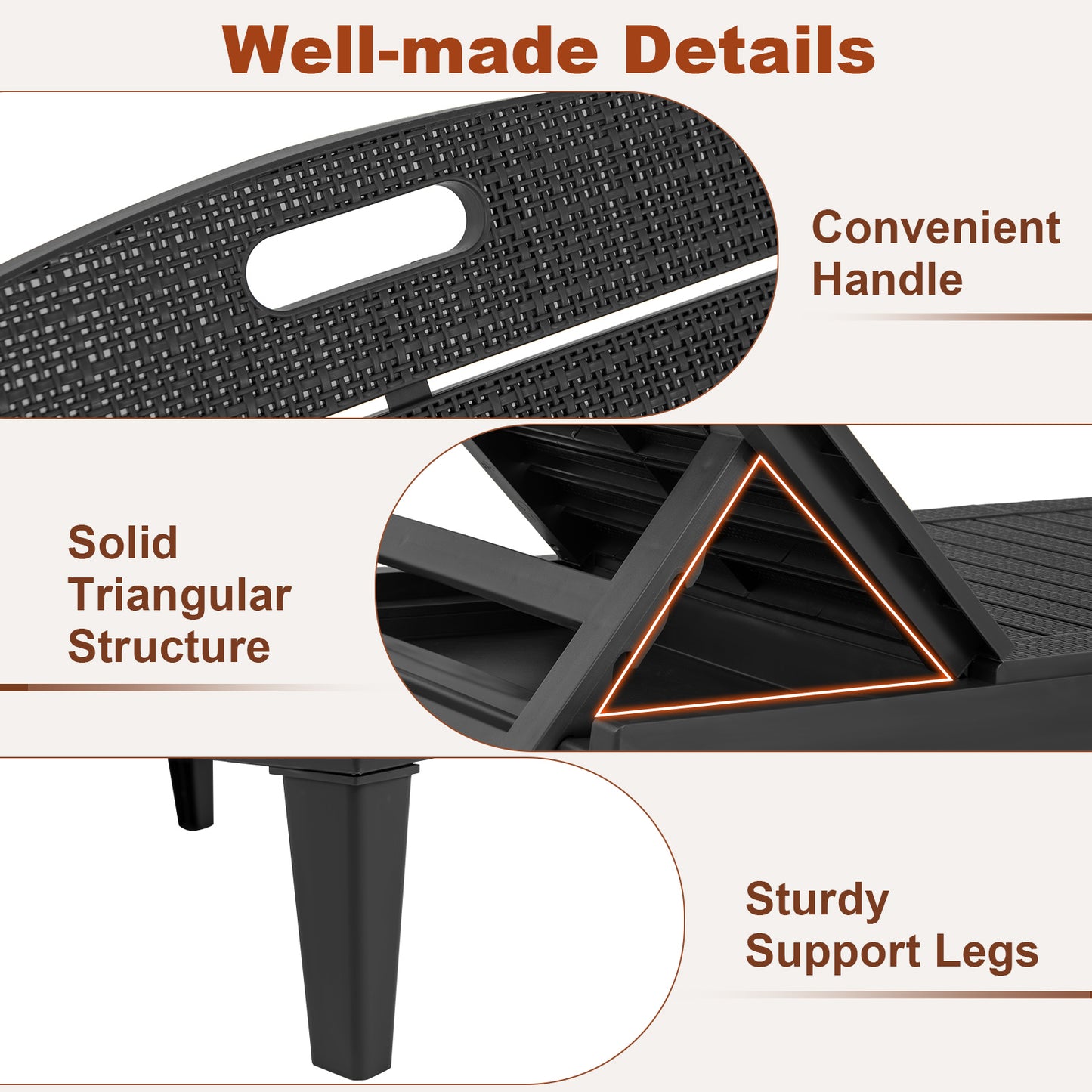 Adjustable Outdoor Chaise Lounge Chairs Set of 2 - 350 lbs