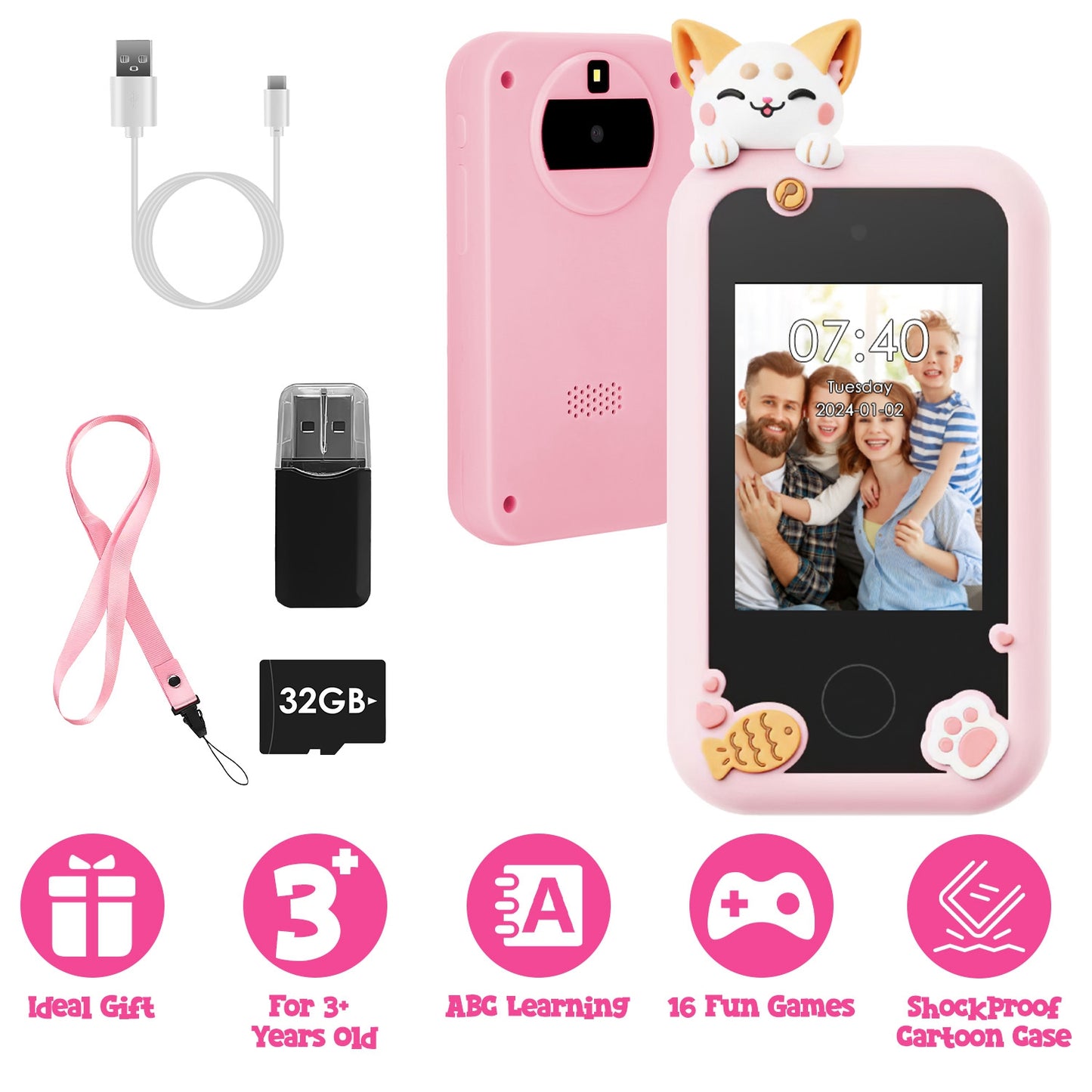 Kids Toy Smartphone with Dual Camera & 16 Educational Games