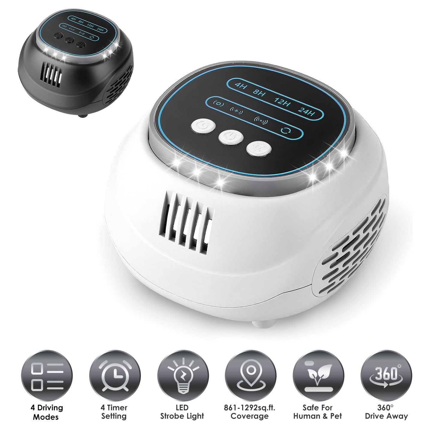 Ultrasonic Rodent Repeller with 4 Modes & Strobe Light