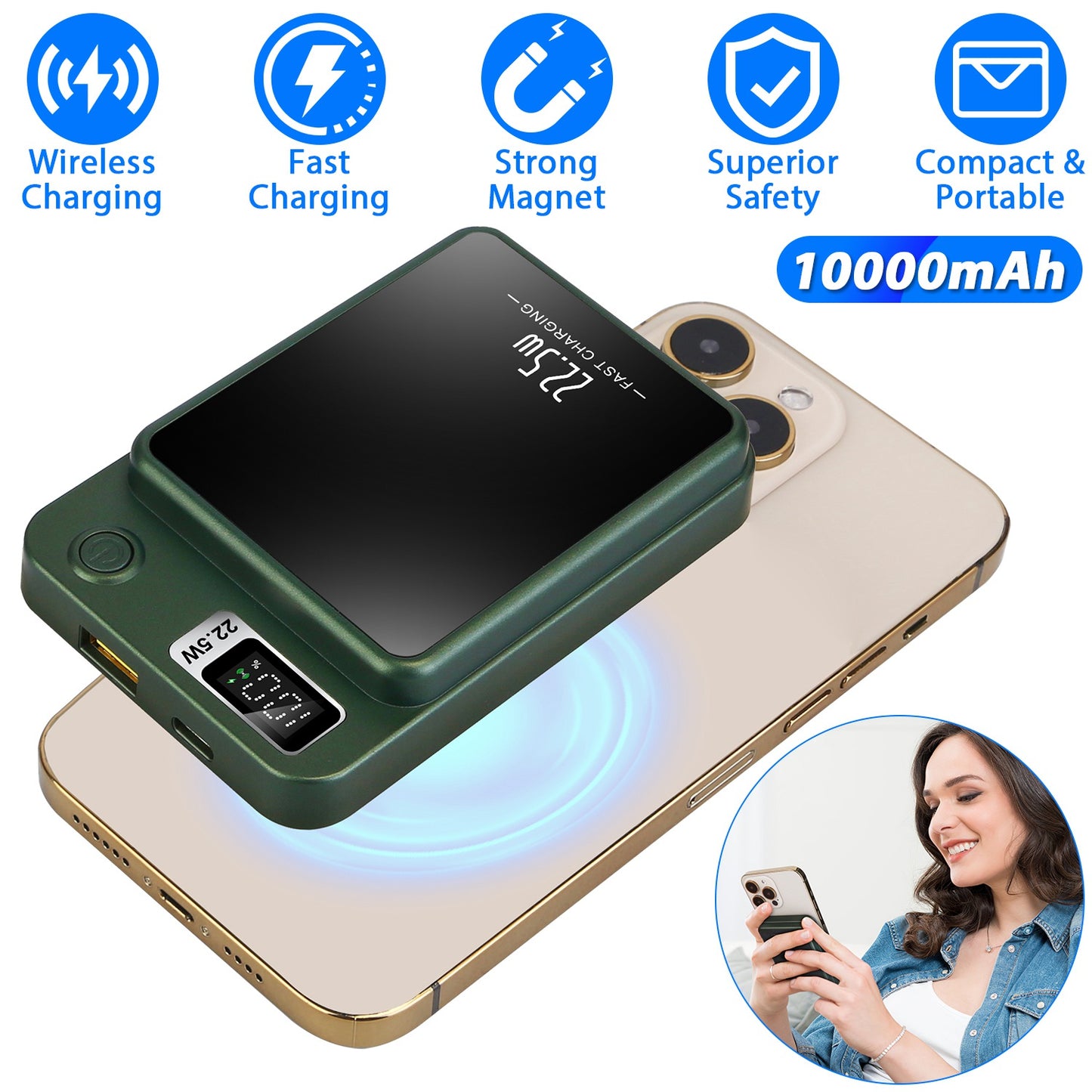 Magnetic Wireless Power Bank 10000mAh with PD20W Fast Charging