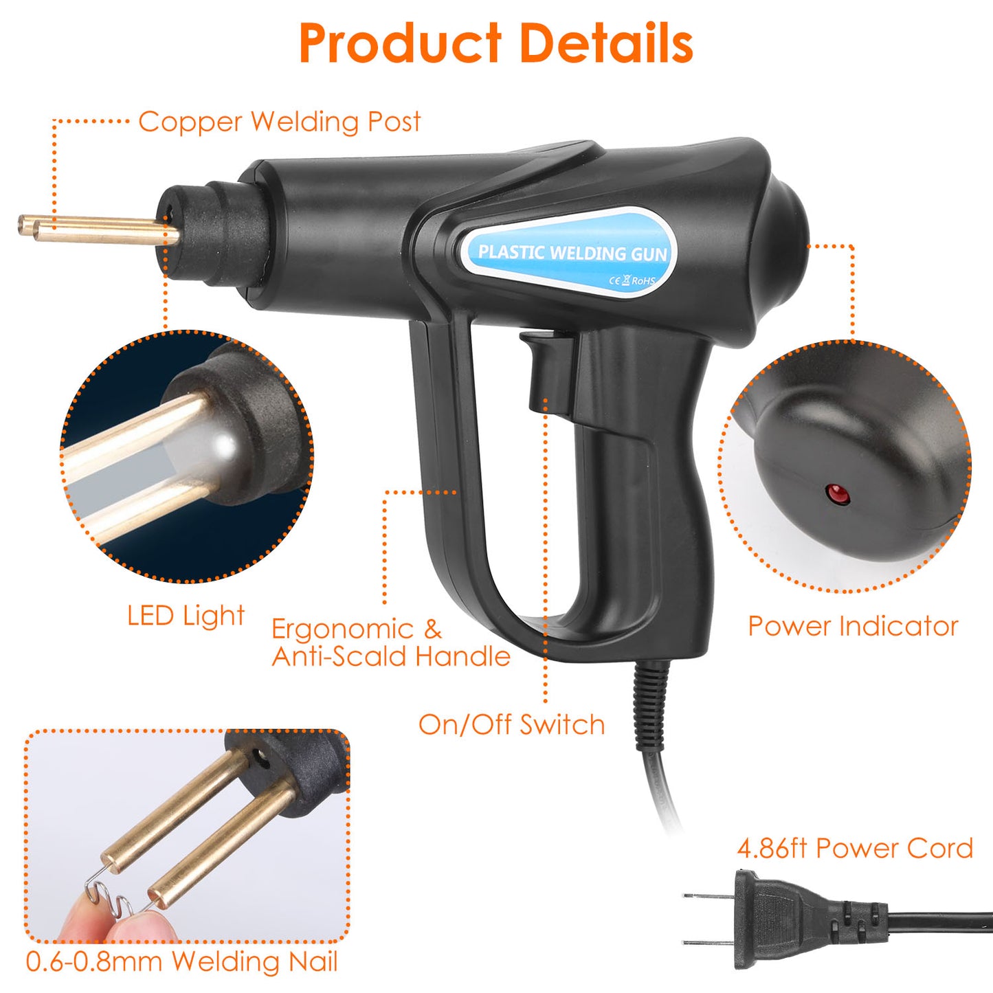 70W Plastic Welder Kit for Bumper Repair with 200 Staples