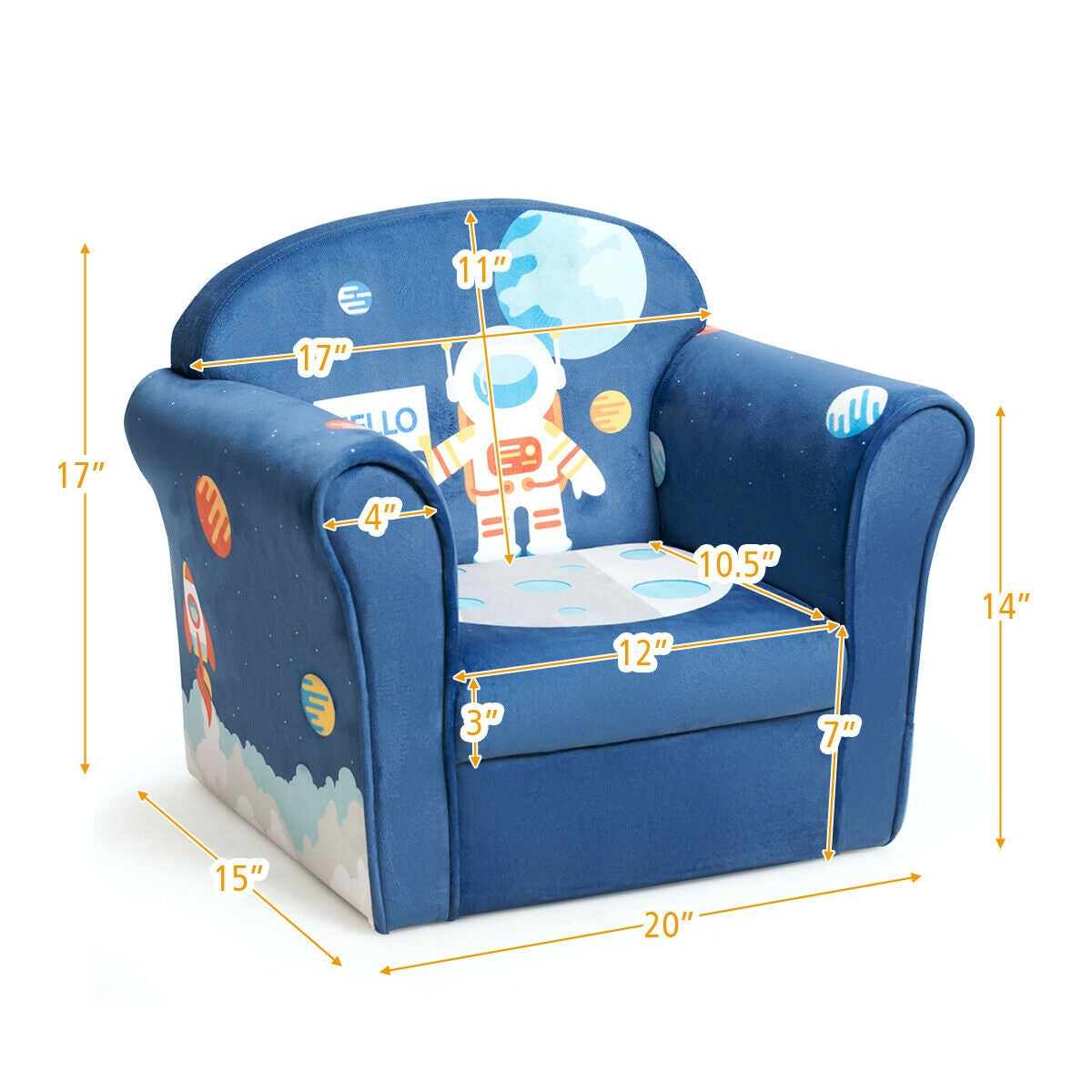 Kids Astronaut Armrest Upholstered Sofa Chair