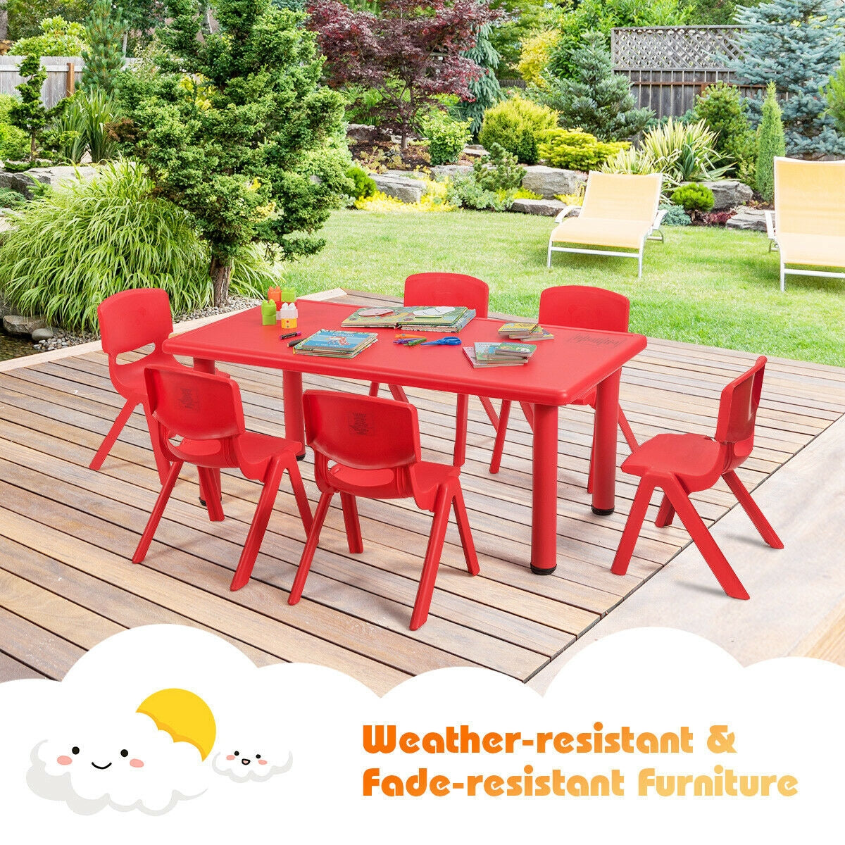 Kids Stackable Plastic Chairs 6-Pack - Red
