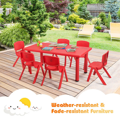 Kids Stackable Plastic Chairs 6-Pack - Red